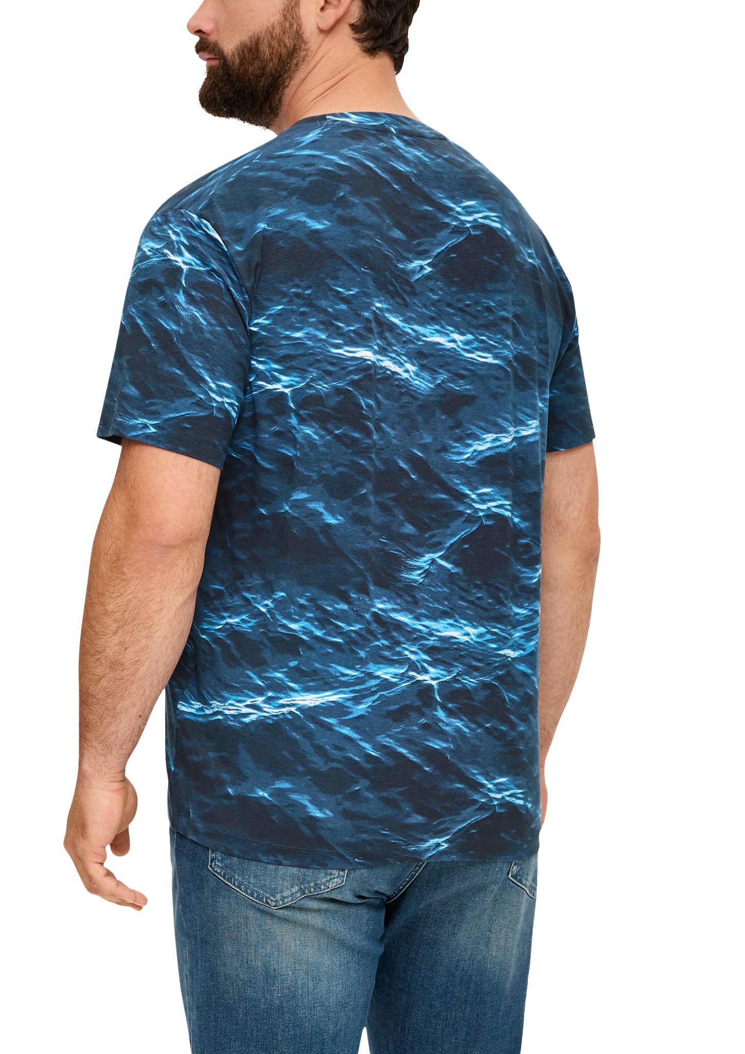 s.Oliver Baumwollstretch Print-Shirt Kurzarmshirt aus