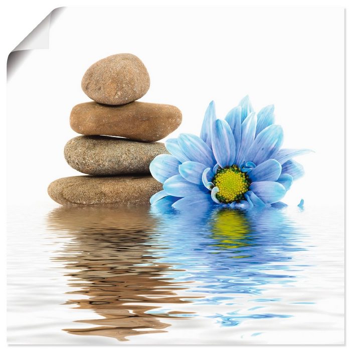 Artland Wandbild Therapie-Steine mit einzelnen Blumen Zen (1 St) als Alubild Leinwandbild Wandaufkleber oder Poster in versch. Größen