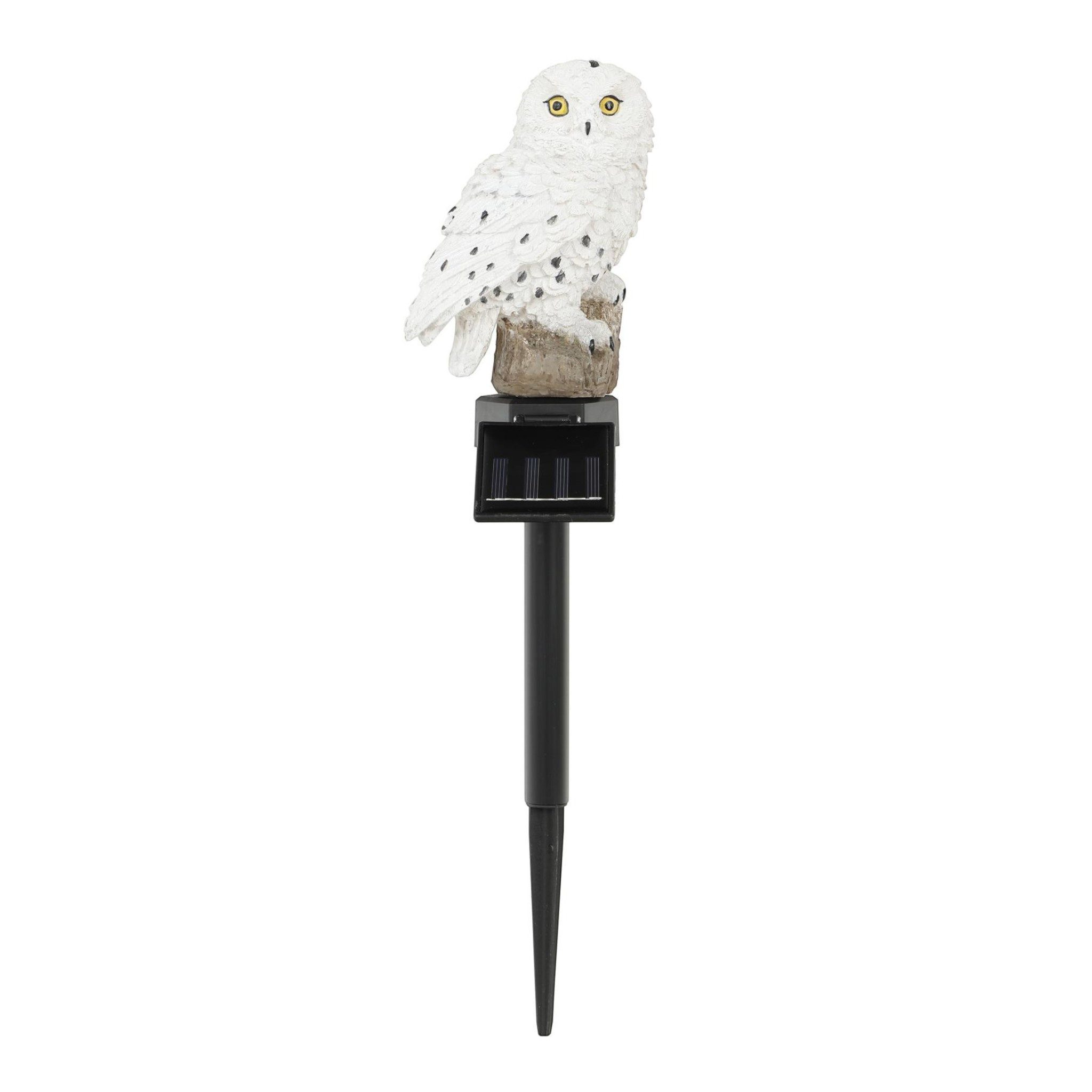 Meinposten Gartenfigur Eule Schneeeule Solarleuchte Figur Beleuchtung Gartenstecker, (1 St)