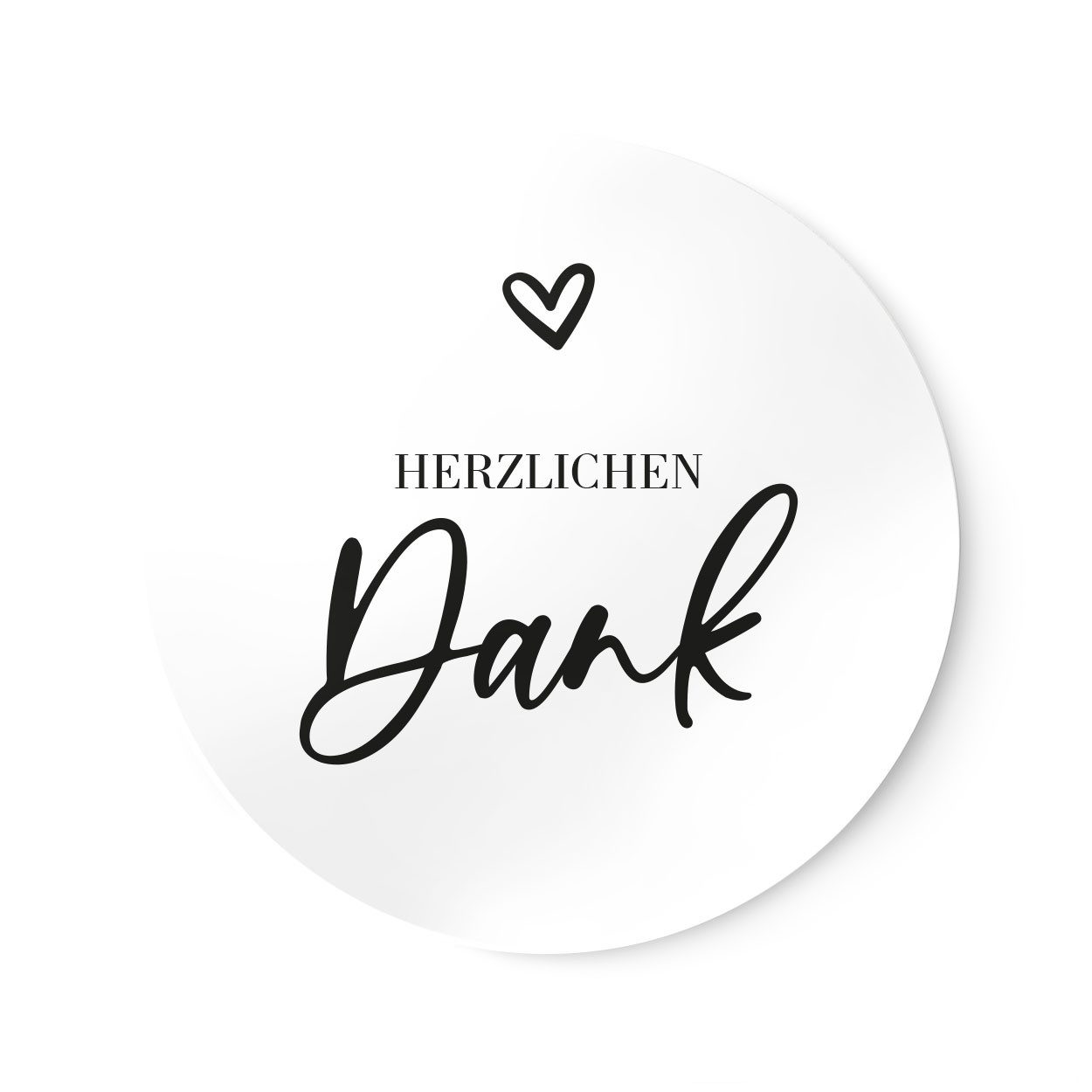 NORDEULE Aufkleber Herzlichen Dank No.1, Runde Etiketten Danke mit Herz, (im Set, 20tlg), ideal für Danksagungen Dankeskarten Hochzeitskarten DIYs