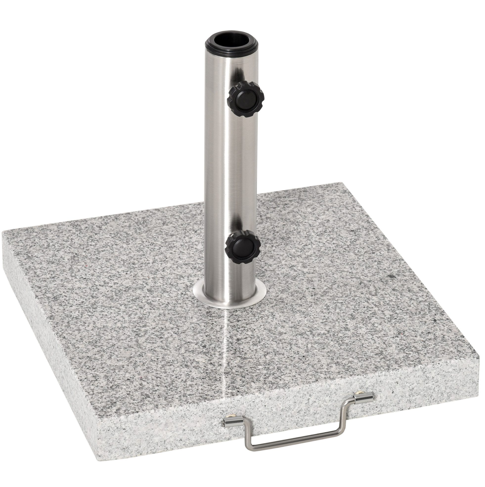 REDOM Schirmständer Mobiler Sonnenschirmständer 28 kg Marmor Edelstahl 40x40x36 cm (1 St., Hochwertige Materialkombination aus Marmor und Edelstahl Design), Stabiler Schirmfuß für Garten & Terrasse, flexibel einsetzbar