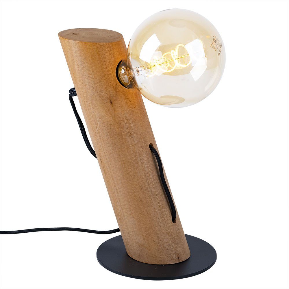 etc-shop Schreibtischlampe, nicht Holzleuchte inklusive, Leuchtmittel Nachttischleuchten Wohnzimmer Tischlampe