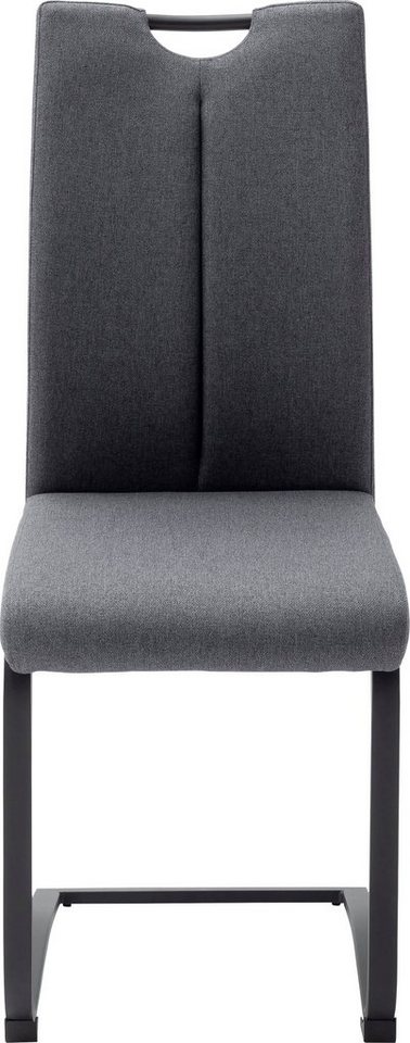 MCA furniture Freischwinger Sambia (Set, 4 St), 4-er Set, Stuhl mit  Stoffbezug und Griffloch, belastbar bis 120 kg, Gestell Flachrohr in schwarz  matt lackiert