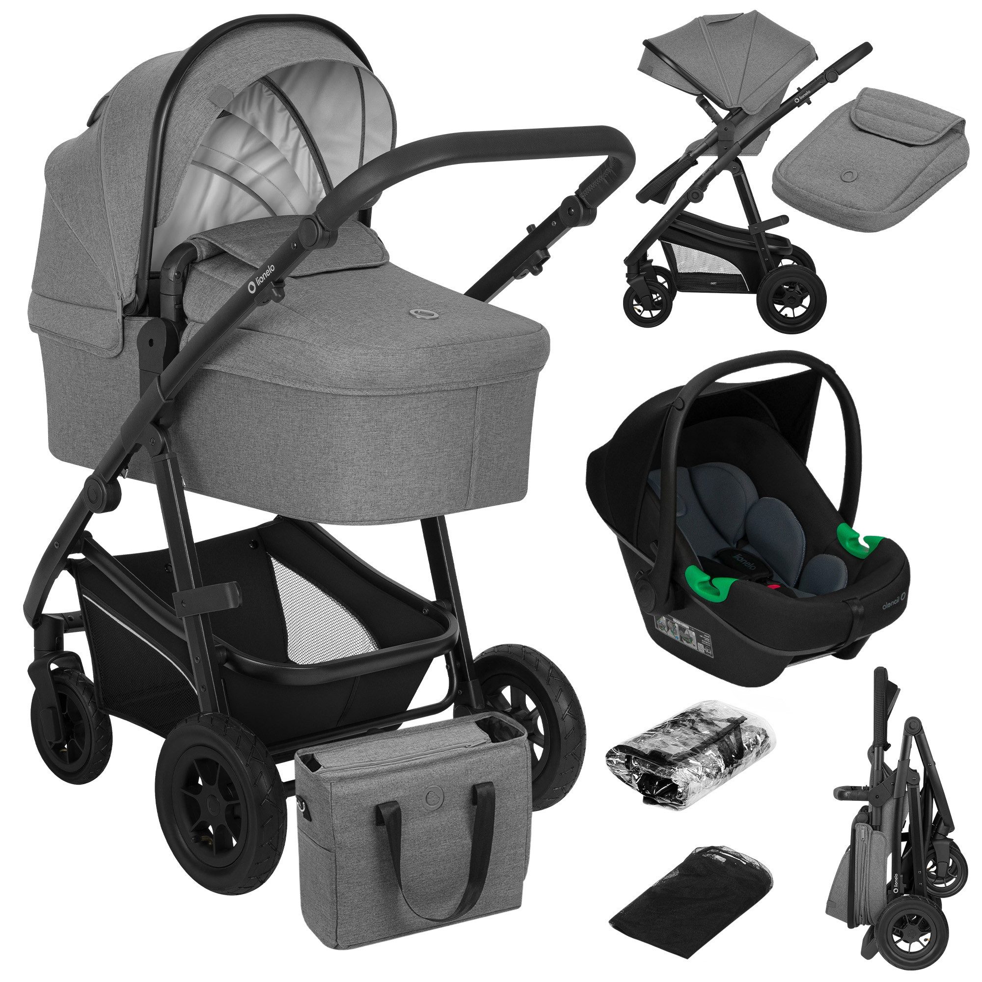 lionelo Kombi-Kinderwagen BIANKA 3 IN 1, (Set 3in1), Erschwinglicher, hochwertiger Kinderwagen