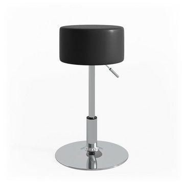 Vicco Sitzhocker Schminkhocker Höhenverstellbar Schwarz mit Griff (Einzelartikel), 360° drehbare Sitzfläche