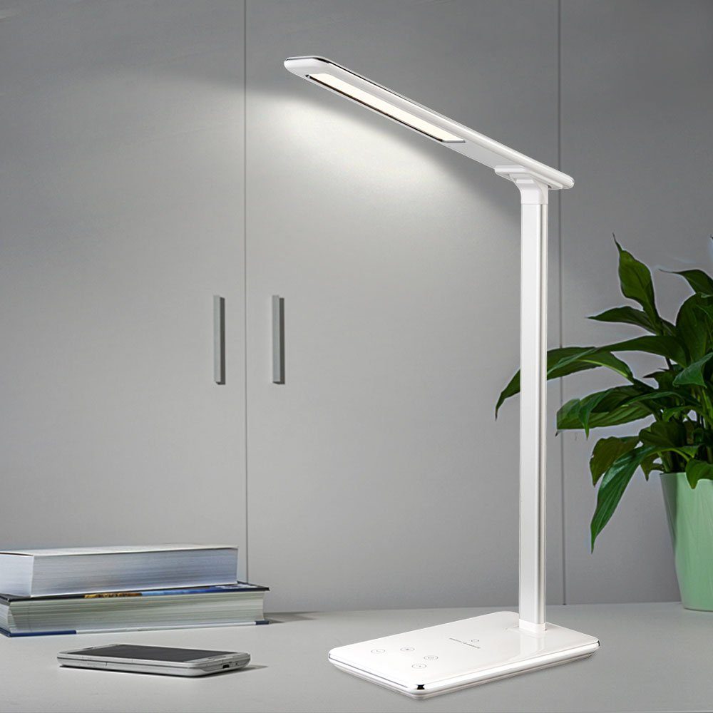 LED Tageslicht Tisch Lampe Wireless Charger USB Touch Dimmer Leuchte beweglich 