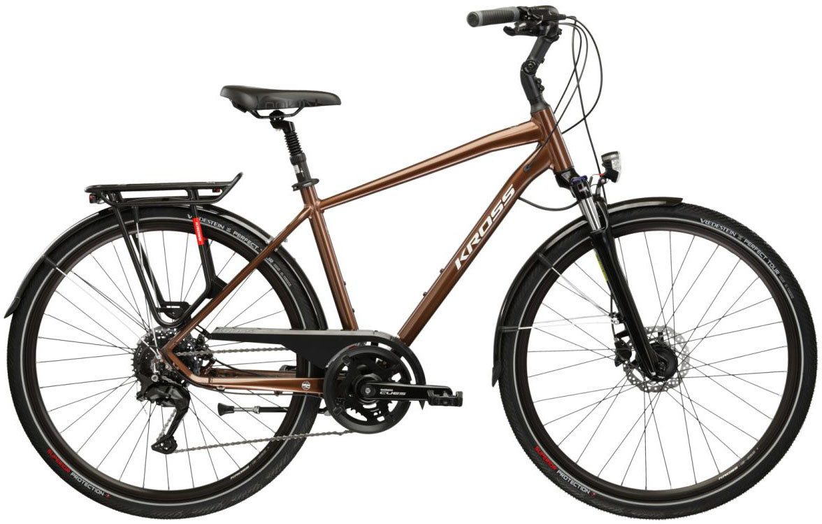 Kross Trekkingrad Herren-Trekkingrad 28" Trans 5.0 Braun 18 Gänge, 18 Gang Shimano CUES U3020 Schaltwerk, Kettenschaltung