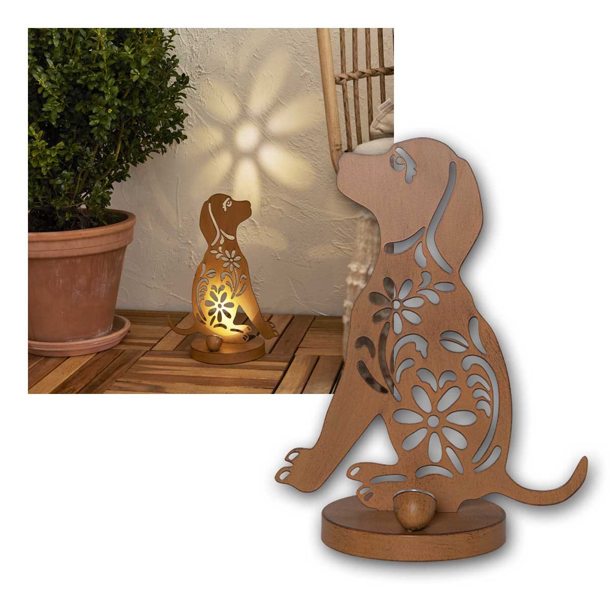 STAR TRADING LED Solarleuchte LED Solar-Figur "Oxidog", warmweiß, 25x33cm, IP44, warmweiß