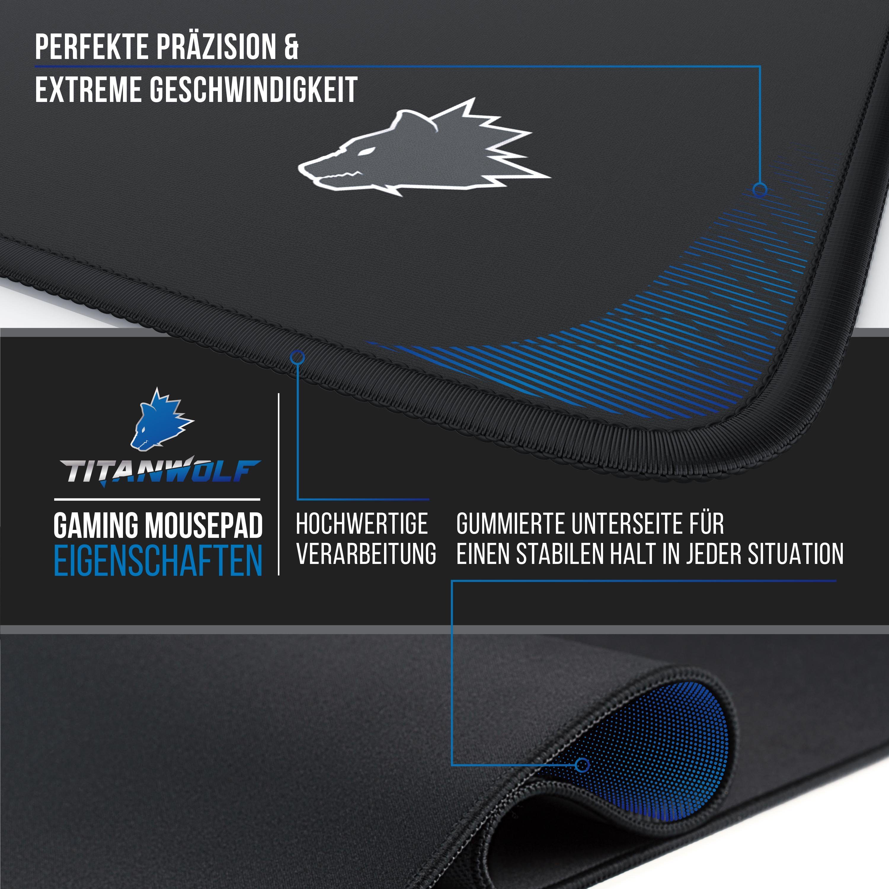 Titanwolf Gaming Mauspad Speed Mousepad 350 x 250 x 3 mm, Tischunterlage, strapazierfähig (1-St), rutschfest, abwaschbar, Geschwindigkeit & Präzision, Wolfsmoti – Bild 5 von 5