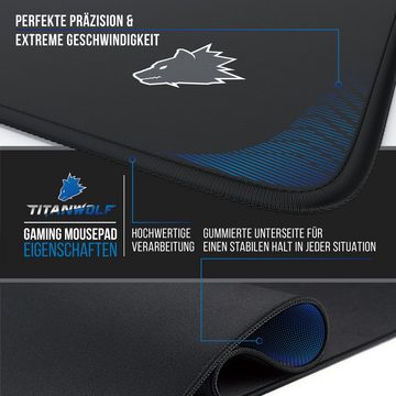 Titanwolf Gaming Mauspad, Speed Gaming Mousepad 250 x 350mm mit gummierter Rückseite