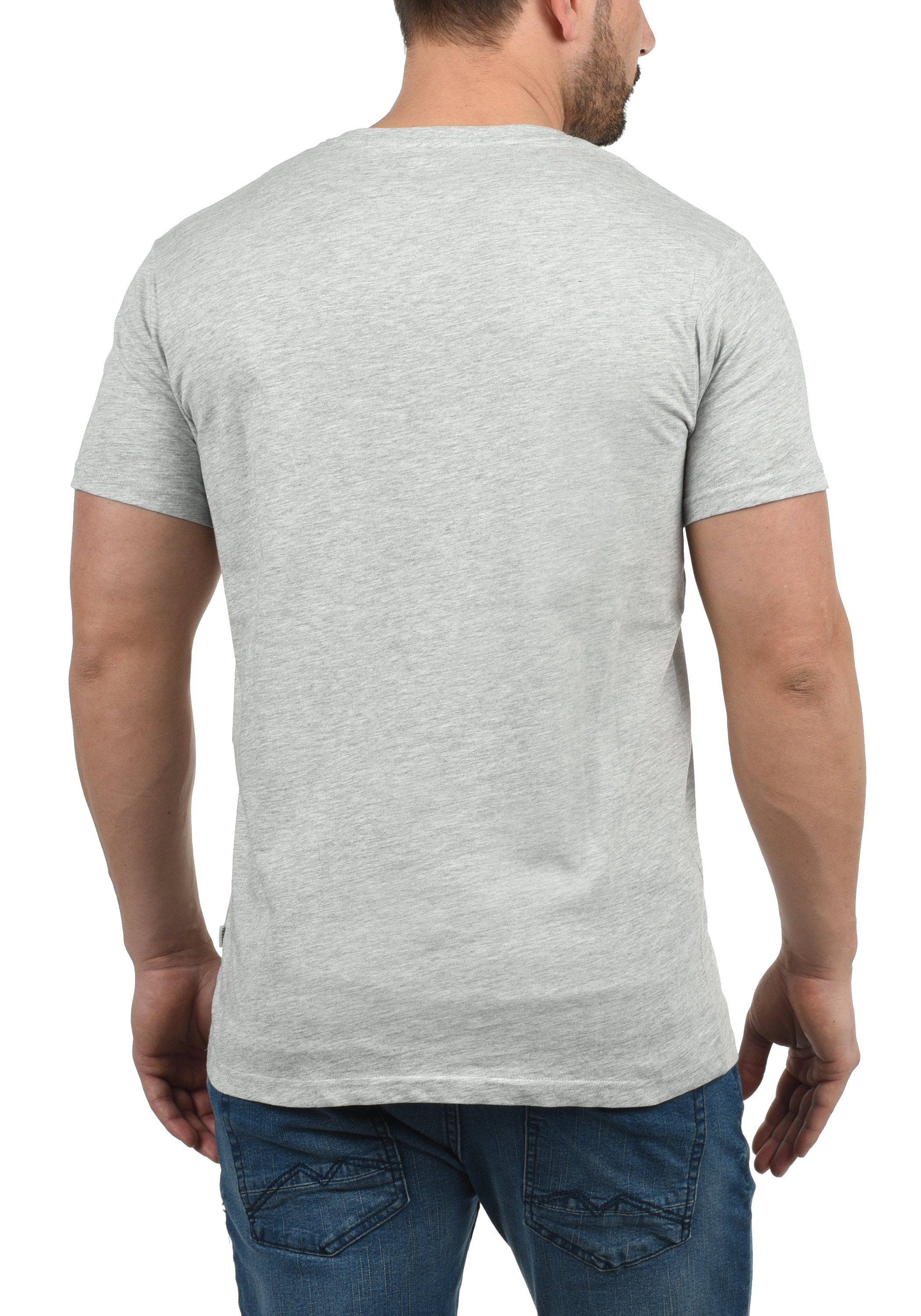 (8242) Front-Print Rundhalsshirt Melange Light SDYork !Solid Kurzarmshirt Grey mit