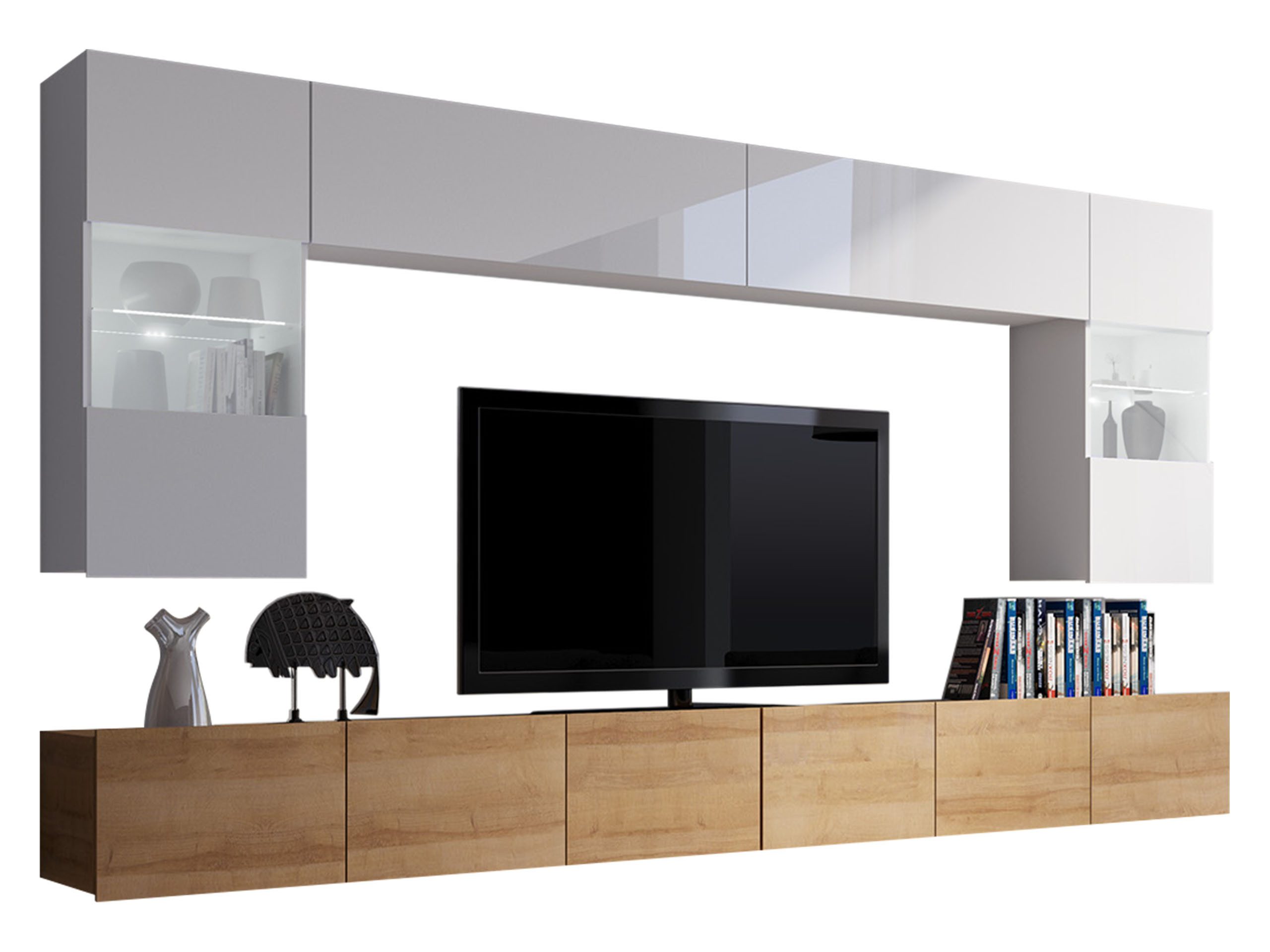 MIRJAN24 Wohnwand Calabrini I, (6er-Set, 2x TV-Lowboard, 2x Wandregal, 2x H günstig online kaufen