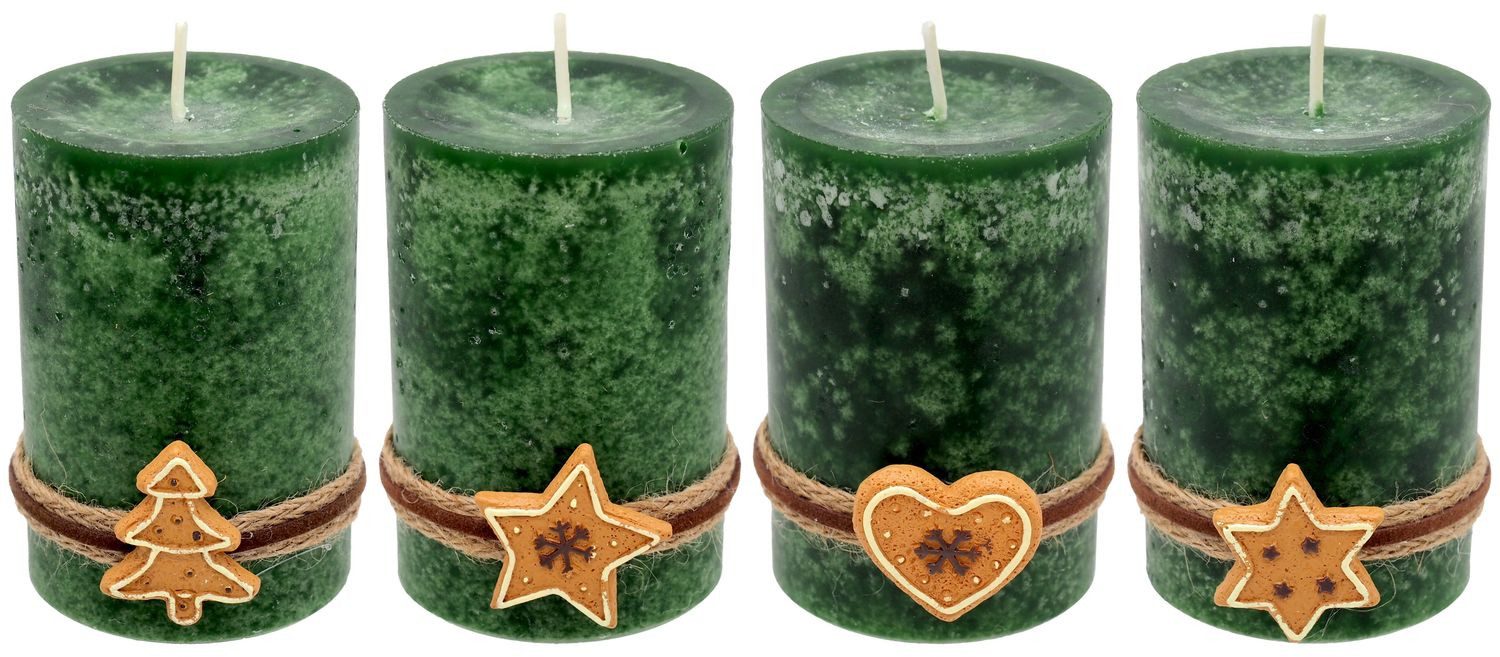 ZauberDeko Adventskerze 4 Adventskerzen Kerzen Stumpenkerzen Grün Dunkelgrü günstig online kaufen