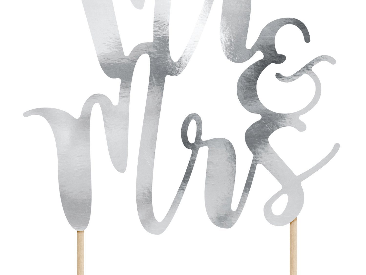 partydeco Tortenstecker, Cake Topper Mr & Mrs / Hochzeit 25.5cm, silber