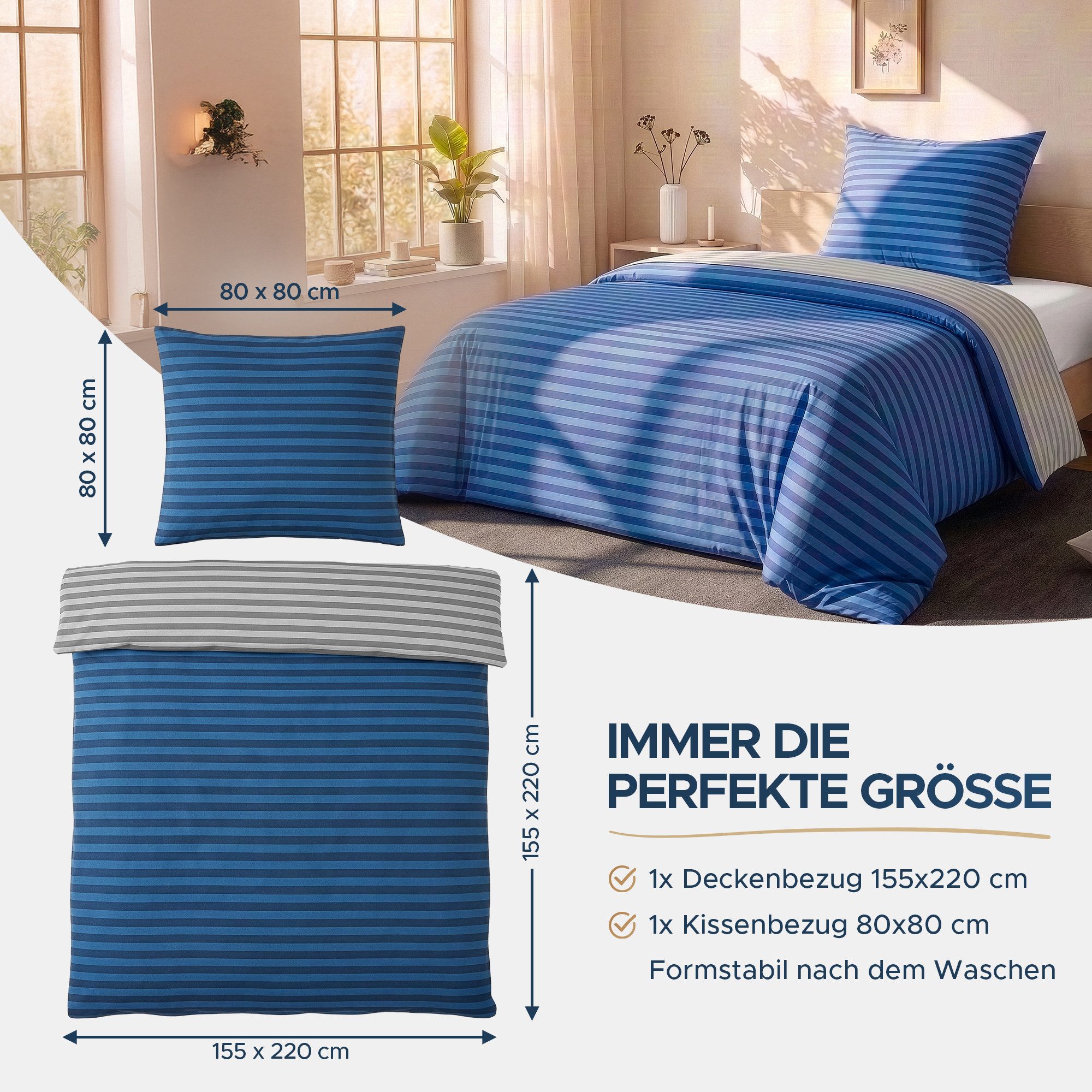 Malika Bettwäsche Baumwolle weiche Bettwäsche für gemütliche Nächte, Baumwolle, 2 teilig, Für Allergiker geeignet, pflegeleicht, angenehm weicher Stoff – Bild 5 von 5