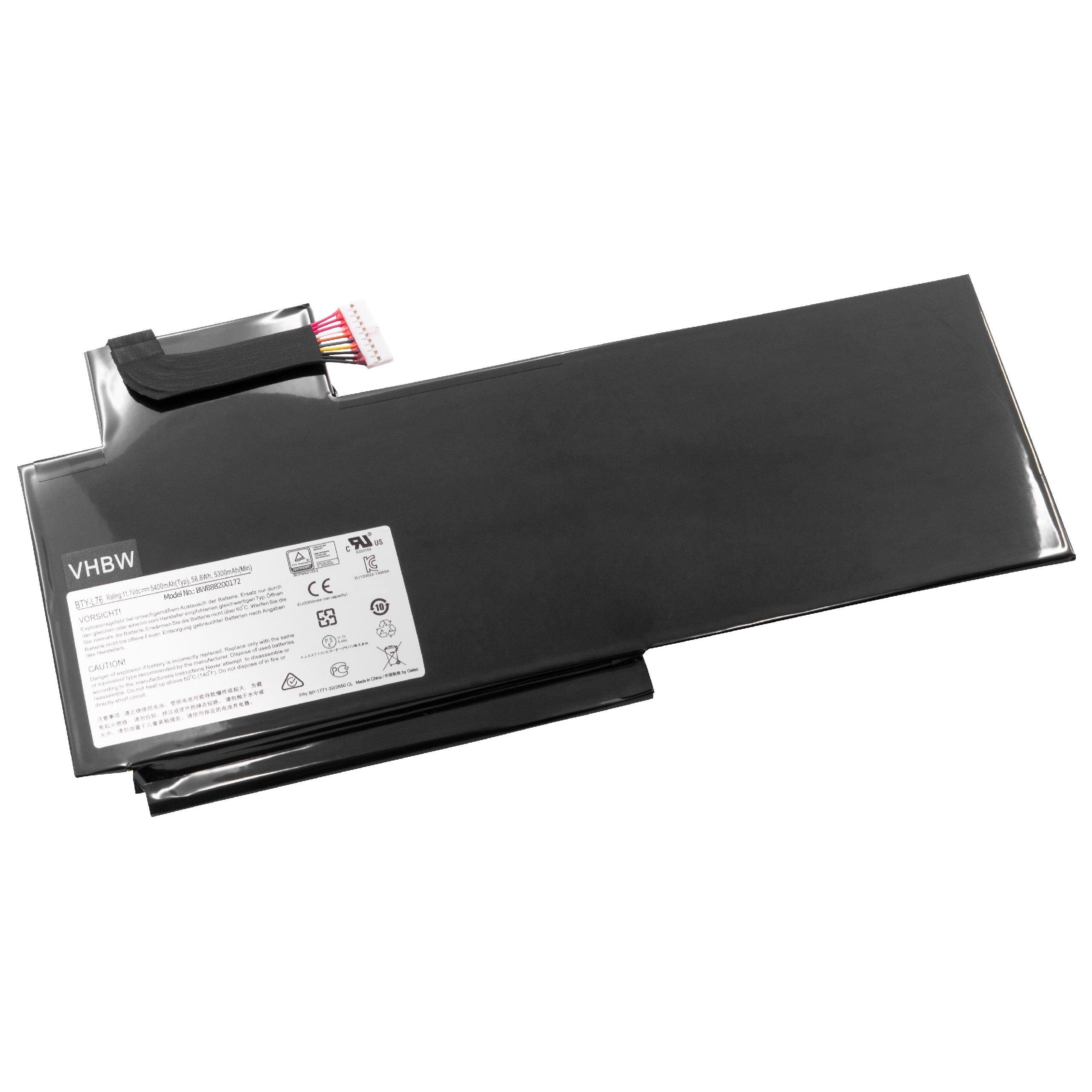 vhbw kompatibel mit Medion Erazer X7615, X7613 Laptop-Akku Li-Polymer 5400 mAh (11,4 V)