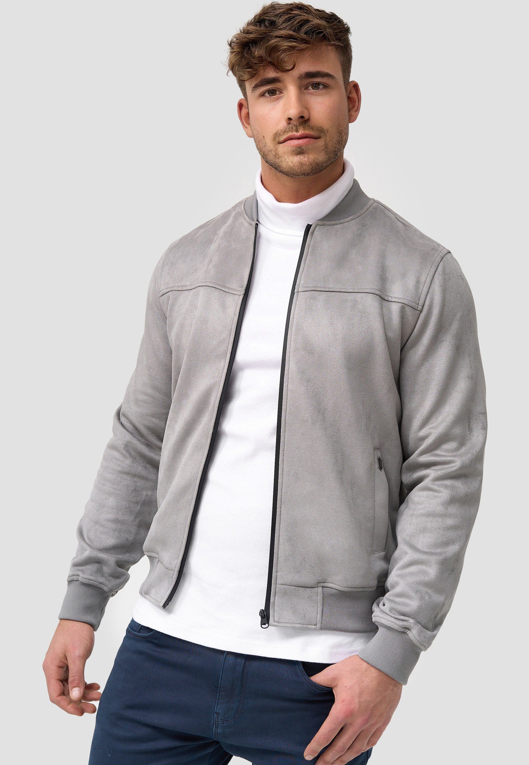 Indicode Lederimitatjacke Herren Ibon Übergangsjacke Herrenjacke Kunstlederjacke mit Stehkragen