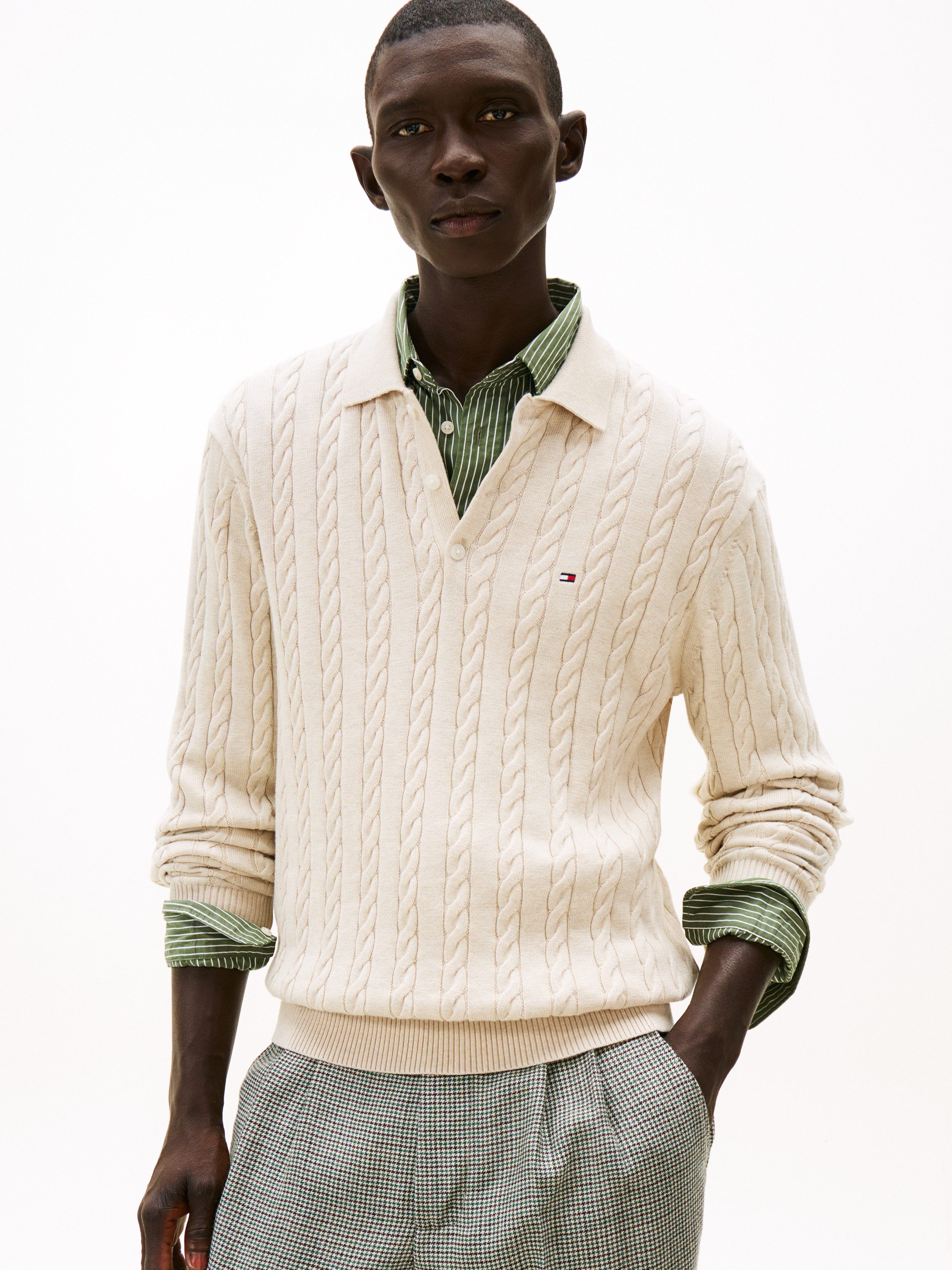 Tommy Hilfiger Polokragenpullover CLASSIC COTTON CABLE mit Zopfmuster, regu günstig online kaufen