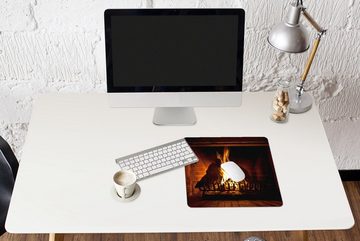 MuchoWow Gaming Mauspad Kamin mit hohen Flammen (1-St), Mousepad mit Rutschfester Unterseite, Gaming, 40x40 cm, XXL, Großes