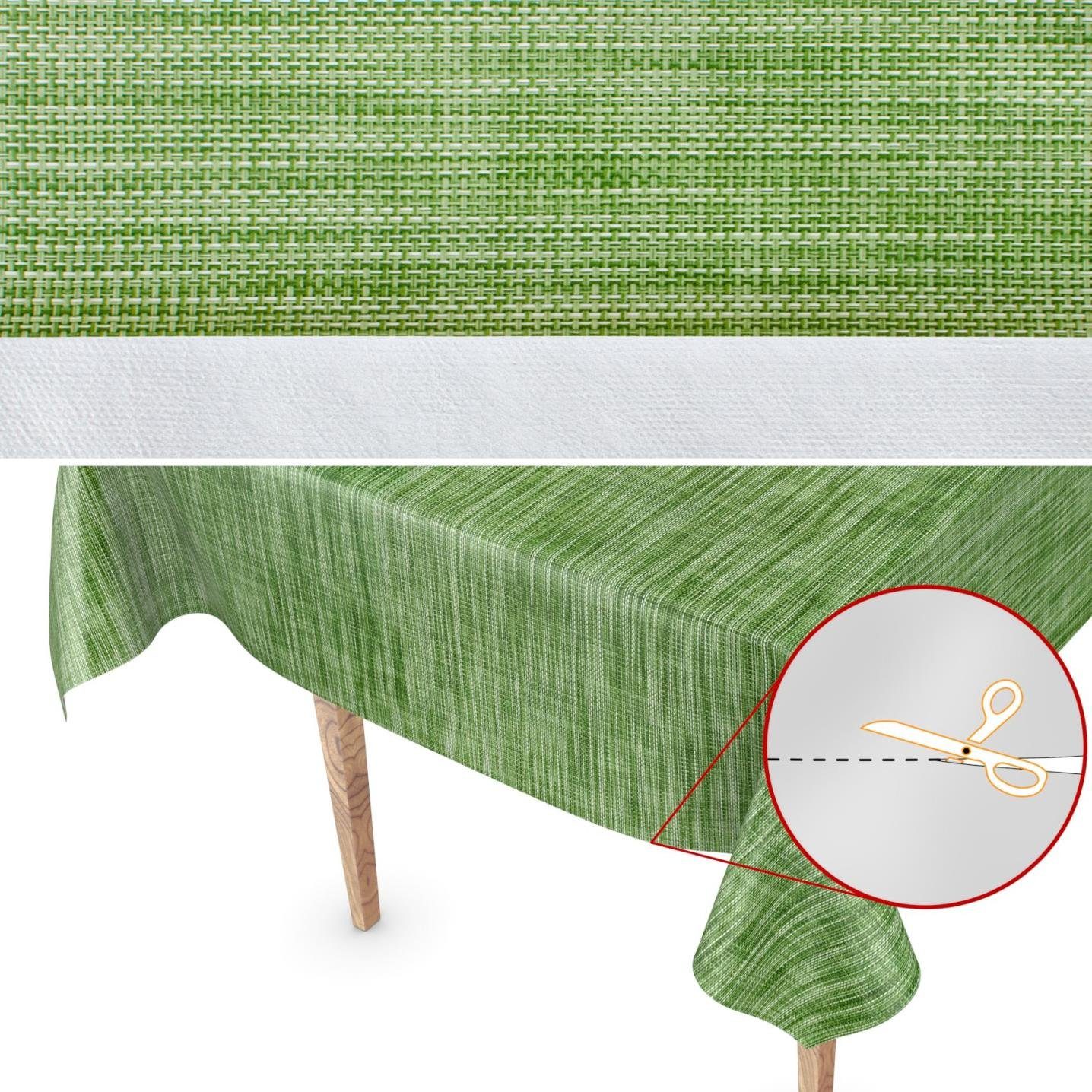 ANRO Tischdecke Robust Wachstuch 140, Glatt Grün Tischdecke Breite Einfarbig Wasserabweisend