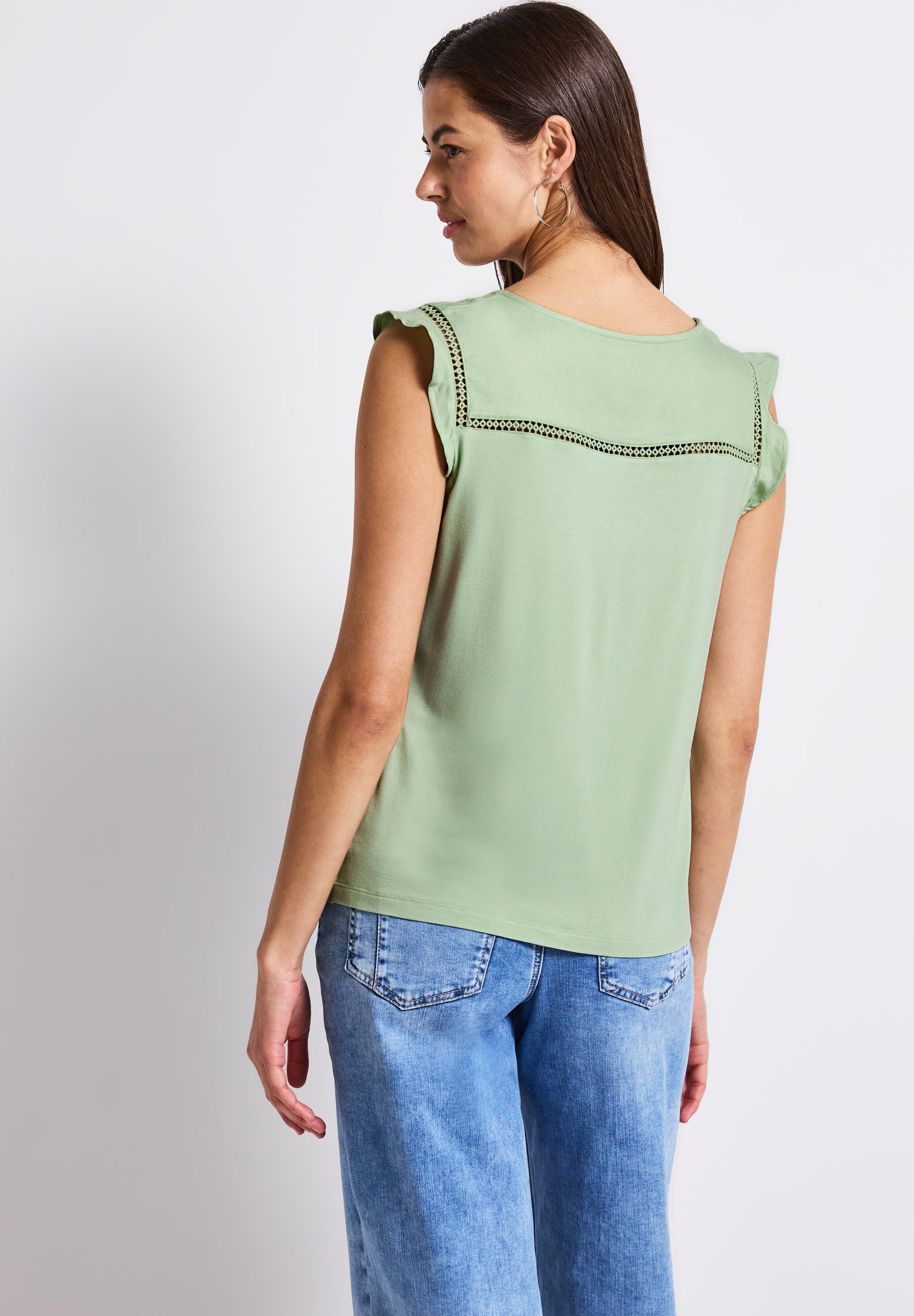 STREET ONE Spitzentop aus elastischem Materialmix günstig online kaufen