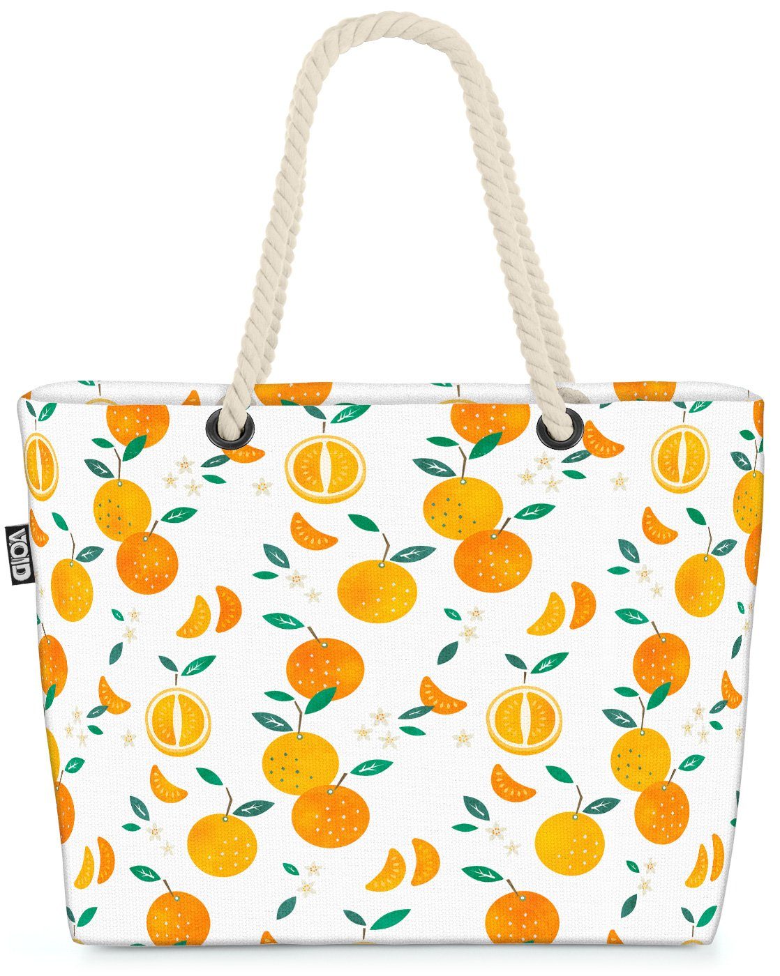VOID Strandtasche (1-tlg), Aquarell Orangen Beach Bag Mandarine Essen Kochen Küche Zitrus-früchte Muster