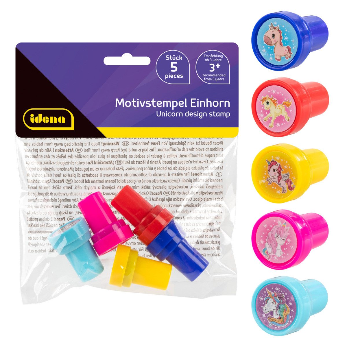 Idena Motivstempel Einhorn, 5 Stück Stempelfarbe