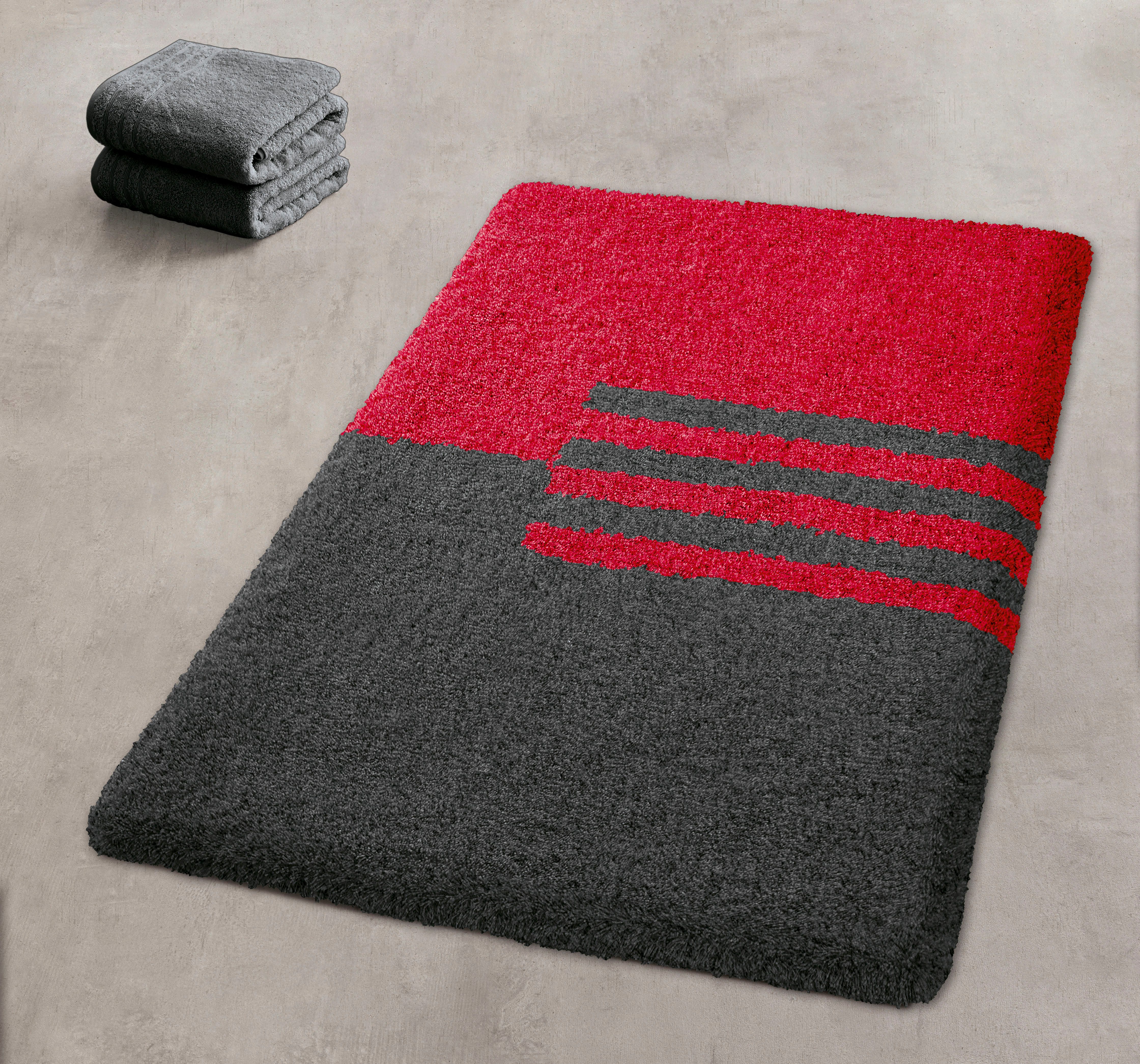 Kleine Wolke Badematte »Dynamic«, Badvorleger, Badezimmer Teppich, Höhe 20 mm, rutschhemmend beschichtet, fußbodenheizungsgeeignet, Polyester, rechteckig, Badteppich, modernes geometrisches Design