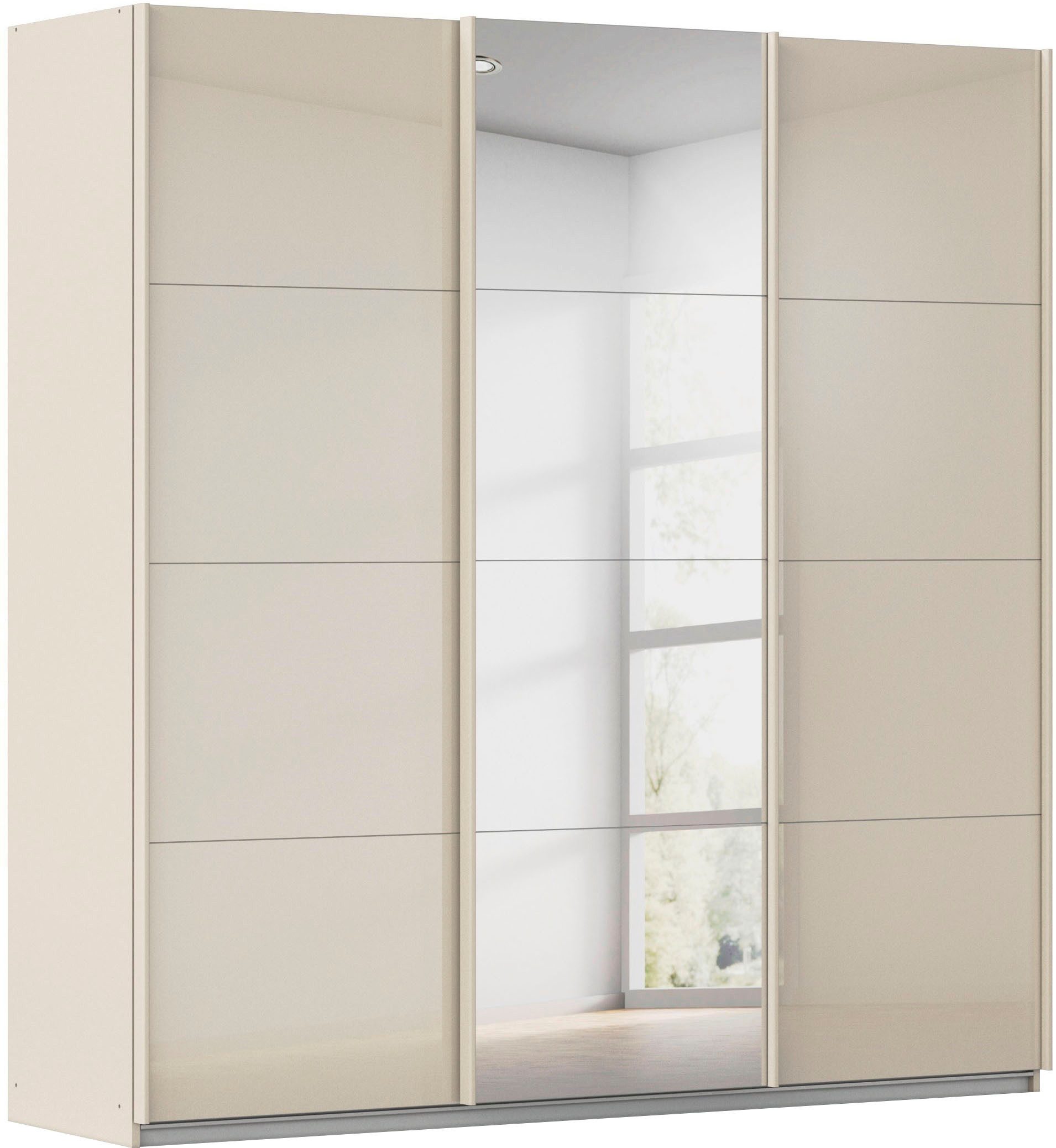 OTTO home Schwebetürenschrank Kleiderschrank Kleiderschränke Schrank Garderobe AGORDO mit Glasfront (Breiten 203/271/315/360 cm, Höhen 210/229 cm) durchdachte Innenausstattung, in 4 Breiten und 2 Höhen MADE IN GERMANY