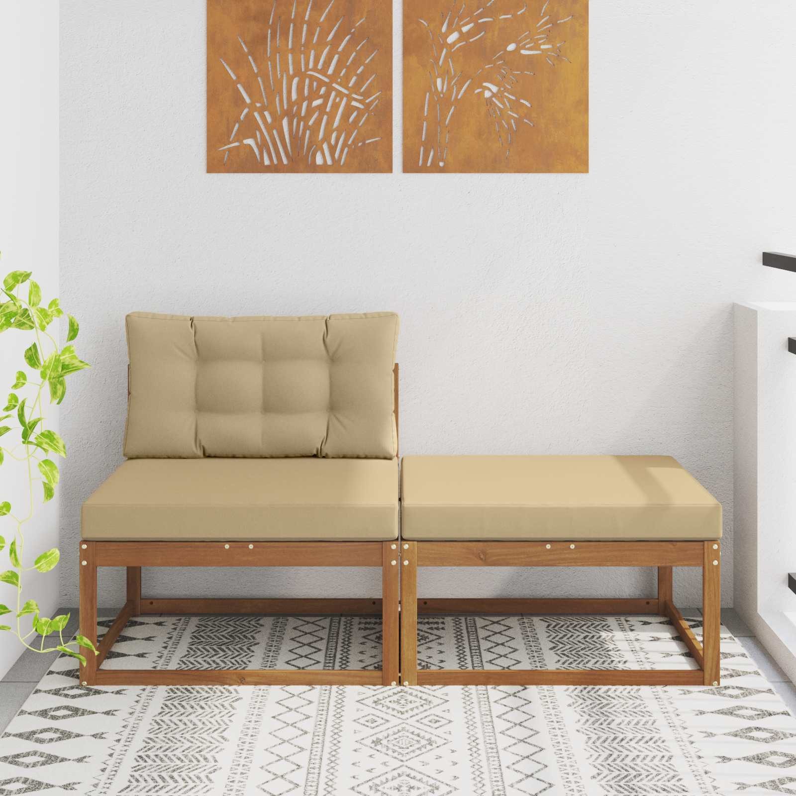 vidaXL Sofaelement Sectional Sofa Einheiten mit Kissen 2 Stück Natur (2 St)