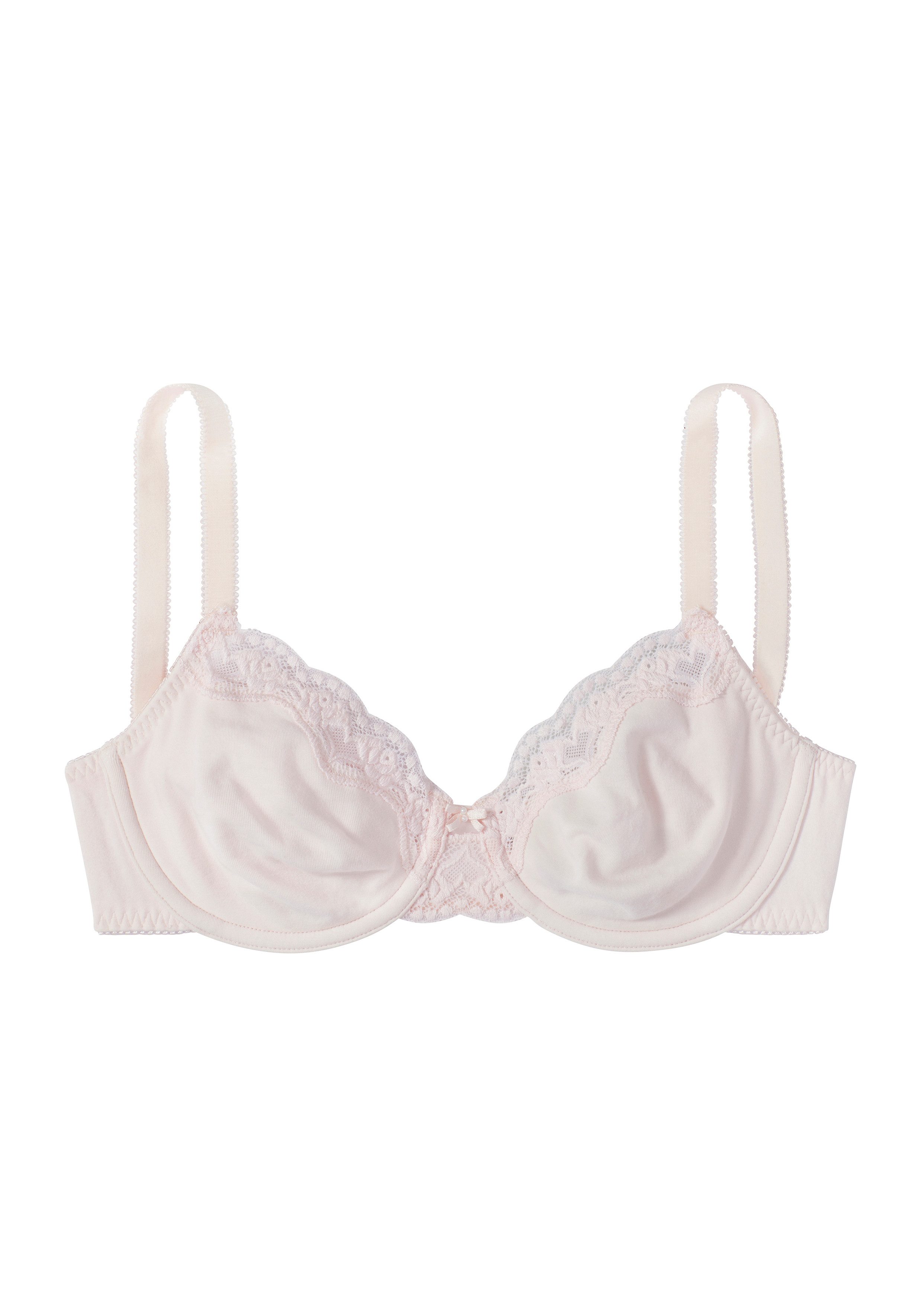 petite fleur by Lascana Bügel-BH, BH mit Bügel, Baumwoll-BH (Packung, 2 Stück) mit zarter Jacquardspitze, große Größen – Bild 3 von 5