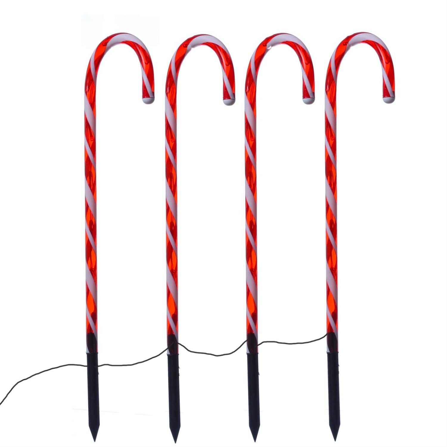 MARELIDA LED Dekolicht LED Zuckerstangen Gartendeko Weihnachtsbeleuchtung Batterie Timer 4St., LED Classic, warmweiß (2100K bis 3000K)