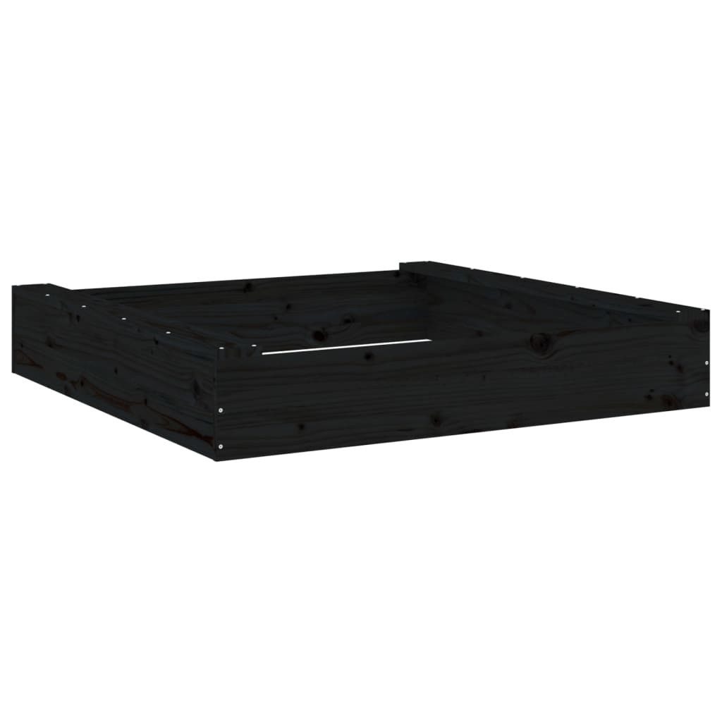 vidaXL Sandkasten, Sandkiste mit Sitzen Schwarz Quadratisch Massivholz Kiefer
