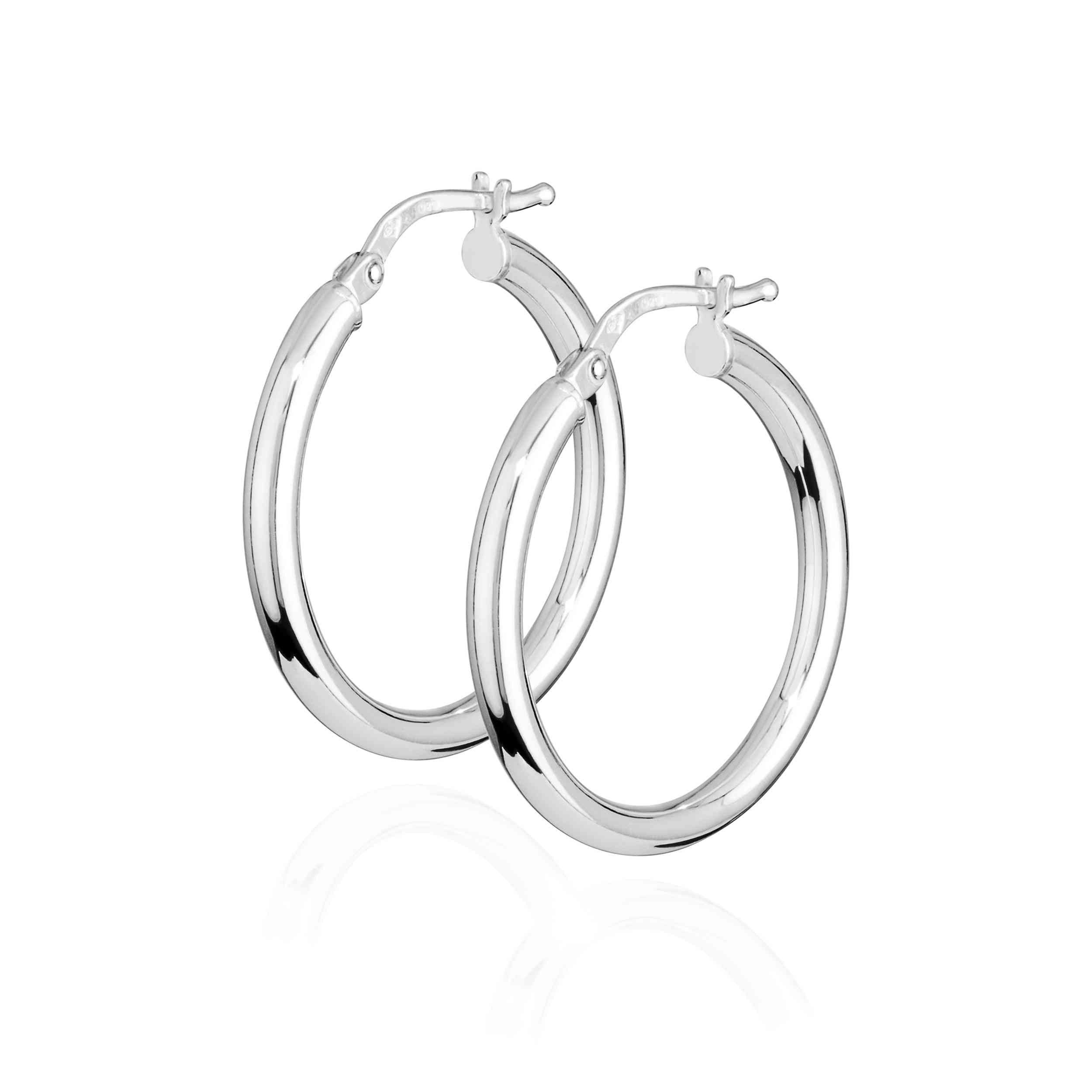 Klappcreolen Paar 25mm Creolen 925 Silber rund 2,5mm breit elegante Damenohrringe