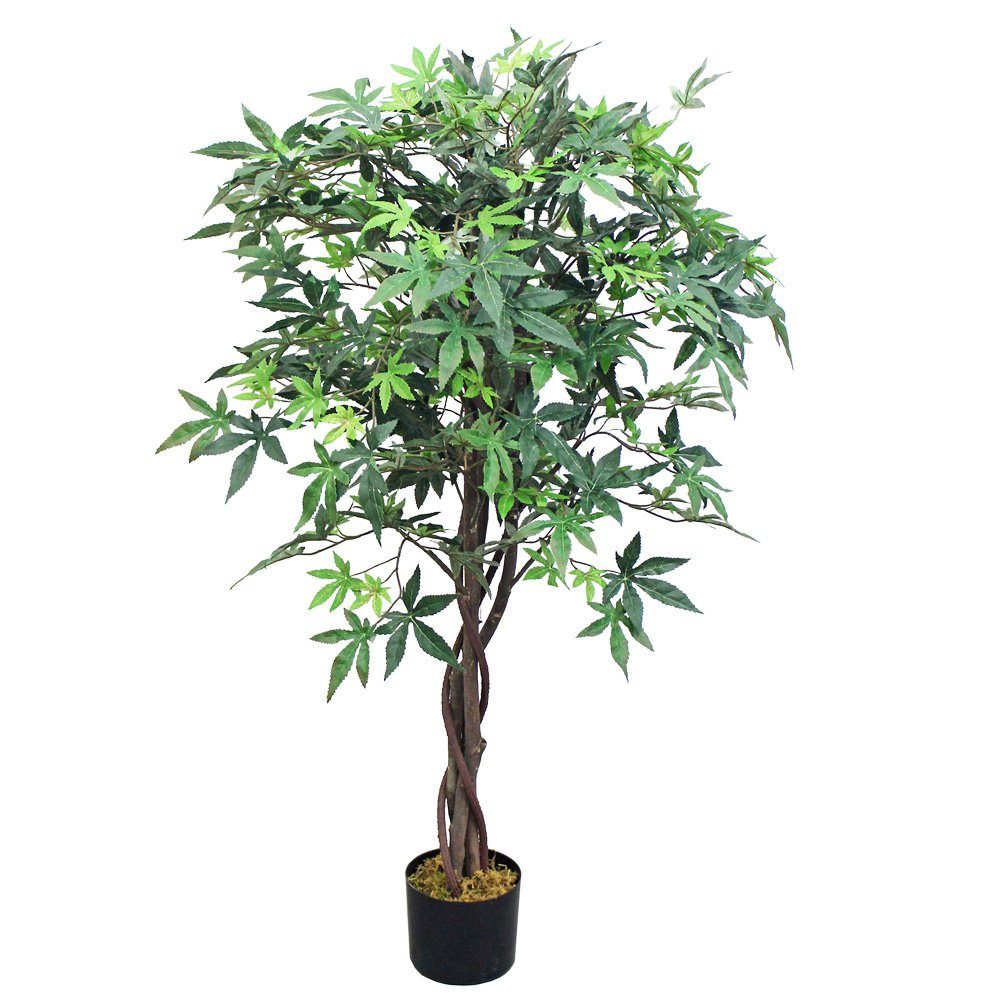 Kunstbaum Ahorn Ahornbaum Kunstbaum Künstliche Pflanze mit Echtholz 120 cm