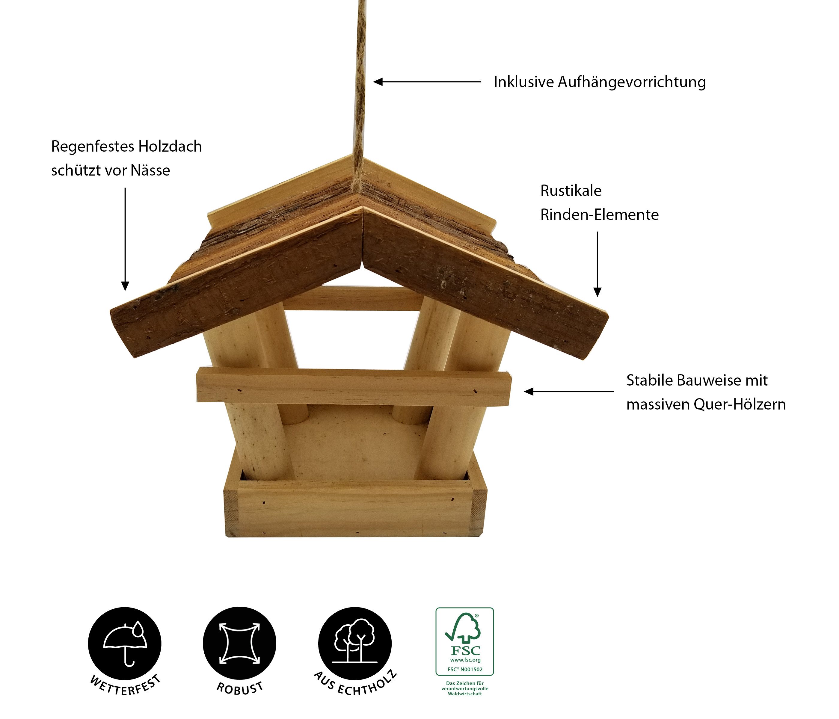 Dehner Vogelhaus Colorado für Wildvogel, 27 x 25 cm, braun, Vogelhaus zum Aufhängen, wetterfest