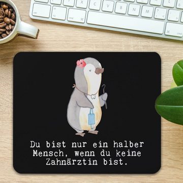 Mr. & Mrs. Panda Mauspad Zahnärztin Herz - Schwarz - Geschenk, Einzigartiges Mauspad, Ausbildu (1-St), Ergonomisch geformt