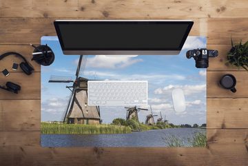 MuchoWow Gaming Mauspad Mühle - Holland - Wasser (1-St), Büro für Tastatur und Maus, Mousepad Gaming, 90x60 cm, XXL, Großes