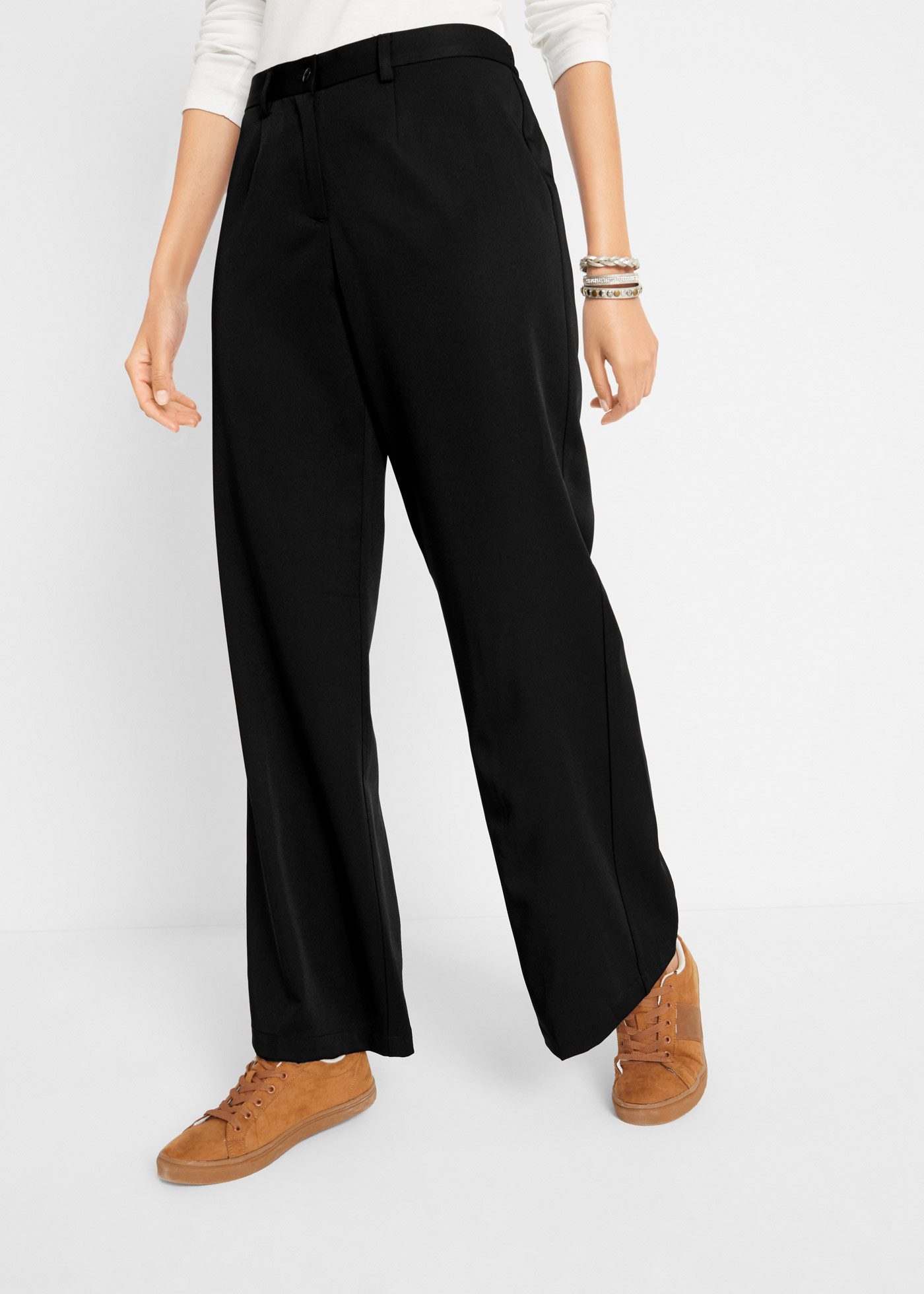bonprix Marlene-Hose mit weitem Bein, Bügelfalte und bequemem Bund günstig online kaufen