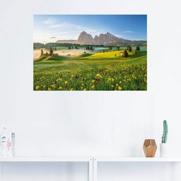 Artland Wandbild Frühling auf der Seiser Alm, Berge & Alpenbilder (1 St), als Alubild, Leinwandbild, Wandaufkleber oder Poster in versch. Größen
