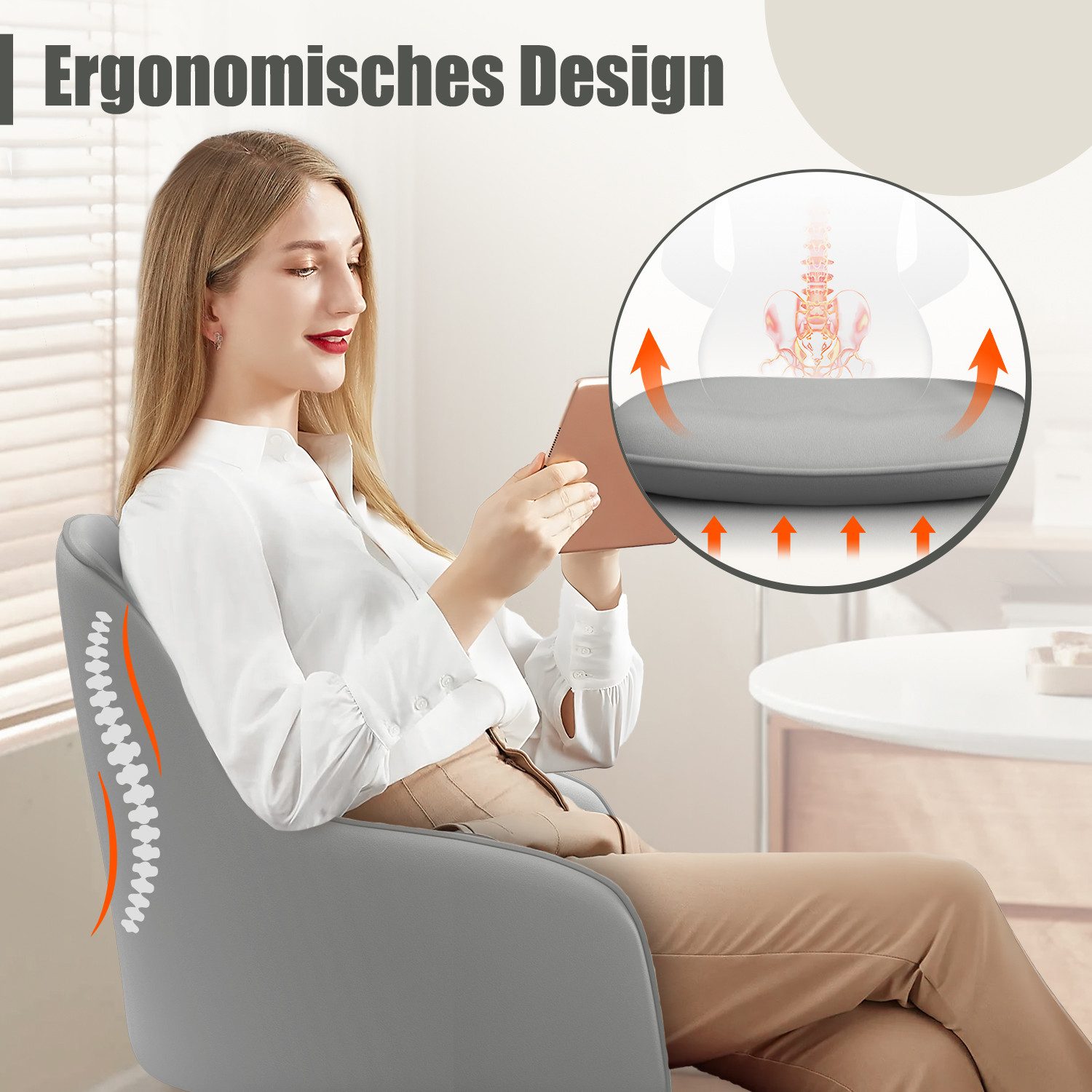 Adormii Bürostuhl Homeoffice Stuhl,Schminkstuhl mit Armlehnen,Drehstuhl mit Rrollen (Samt Stuhl,höhenverstellbar,für Schminktisch,Arbeitszimmer, Schlafzimmer,15 – Bild 2 von 5
