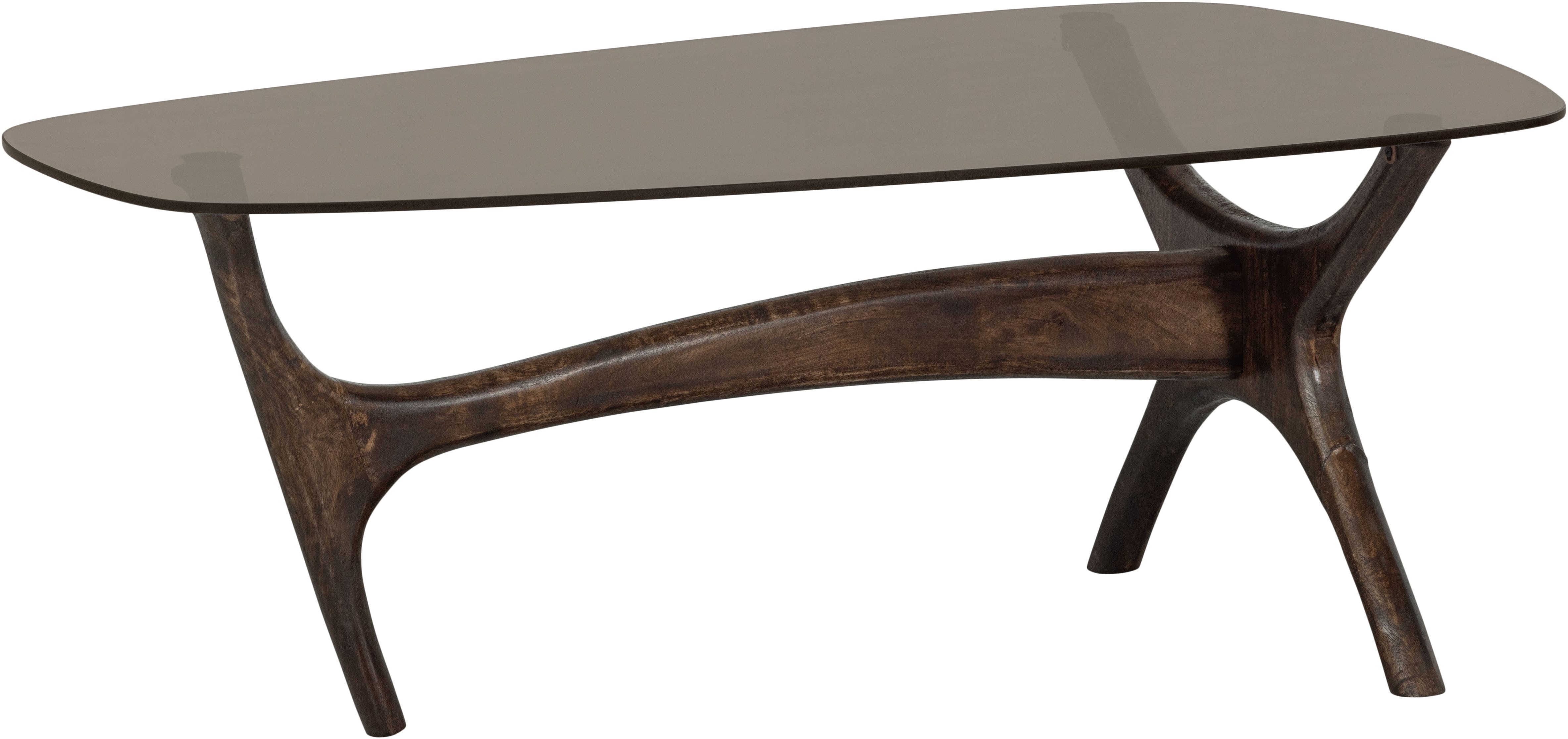 WOOOD Couchtisch Flash mit Glasplatte und Mangoholzgestell 110x60x42 cm, Handgefertigtes Glas – leichte Unebenheiten sind herstellungsbedingt