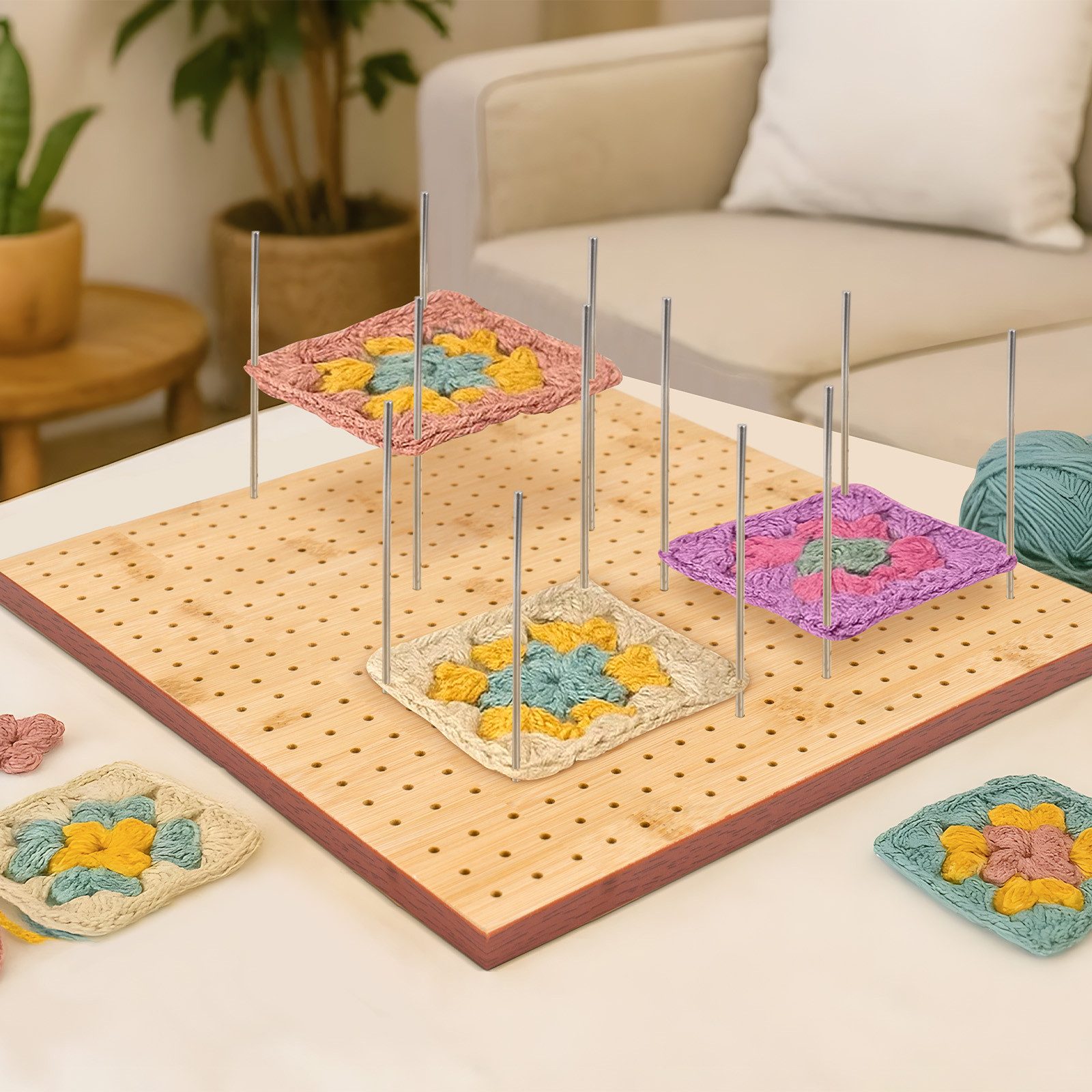 Youyijia Wirbelschäkel Granny Square Granny Square Spanner Handcrafted Wooden Blocking Holz