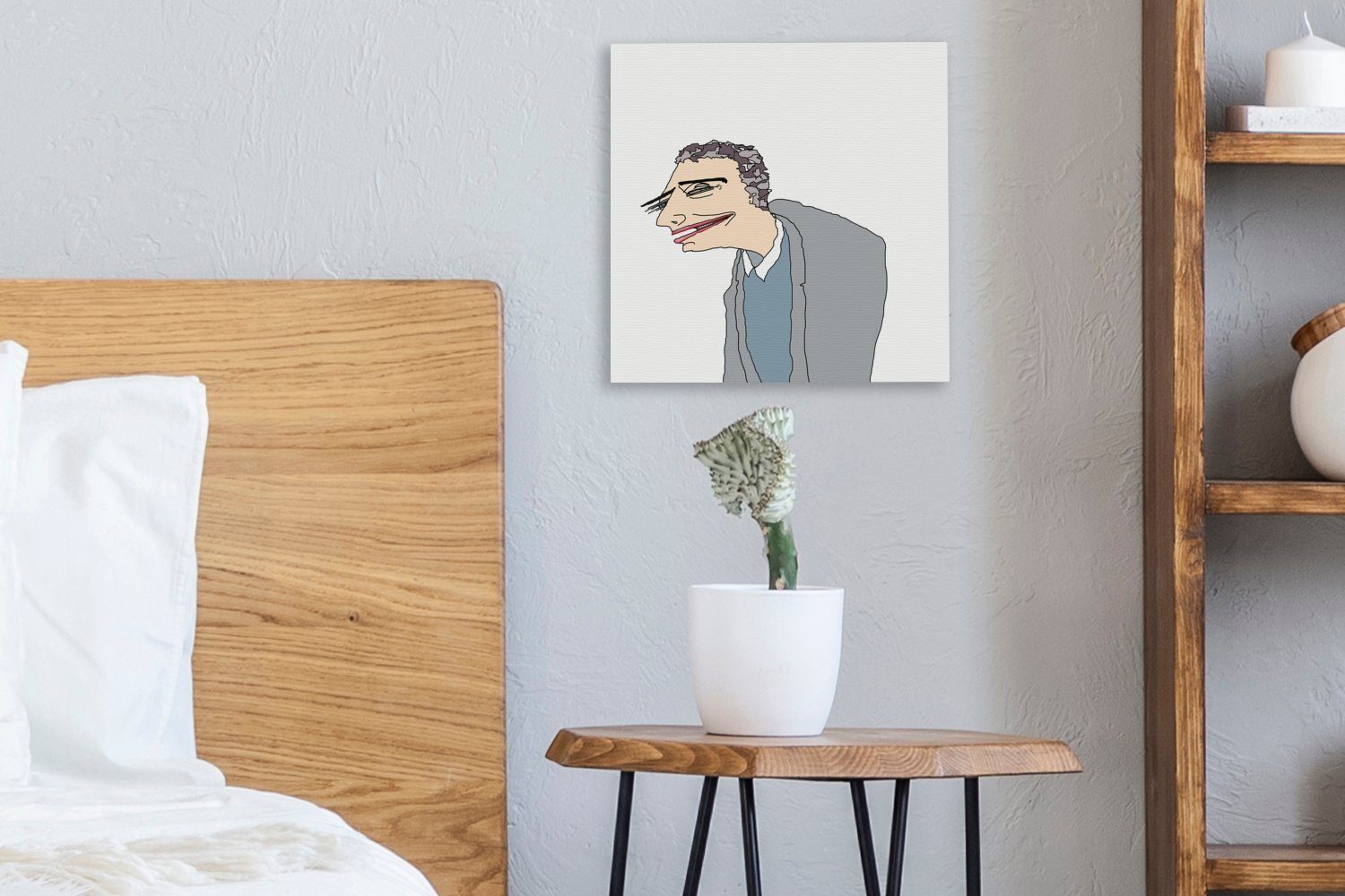 Schlafzimmer Leinwand St), glücklichen eines Leinwandbild Bilder Mannes, (1 für Wohnzimmer OneMillionCanvasses® Animation