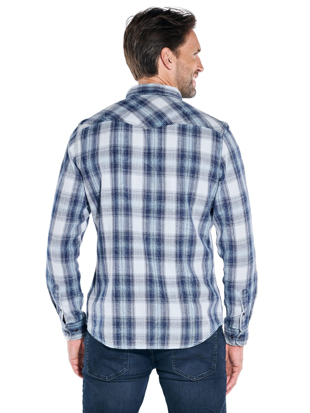 Engbers Langarmhemd engbers Herren Langarm-Hemd kariert, Brilliantblau günstig online kaufen