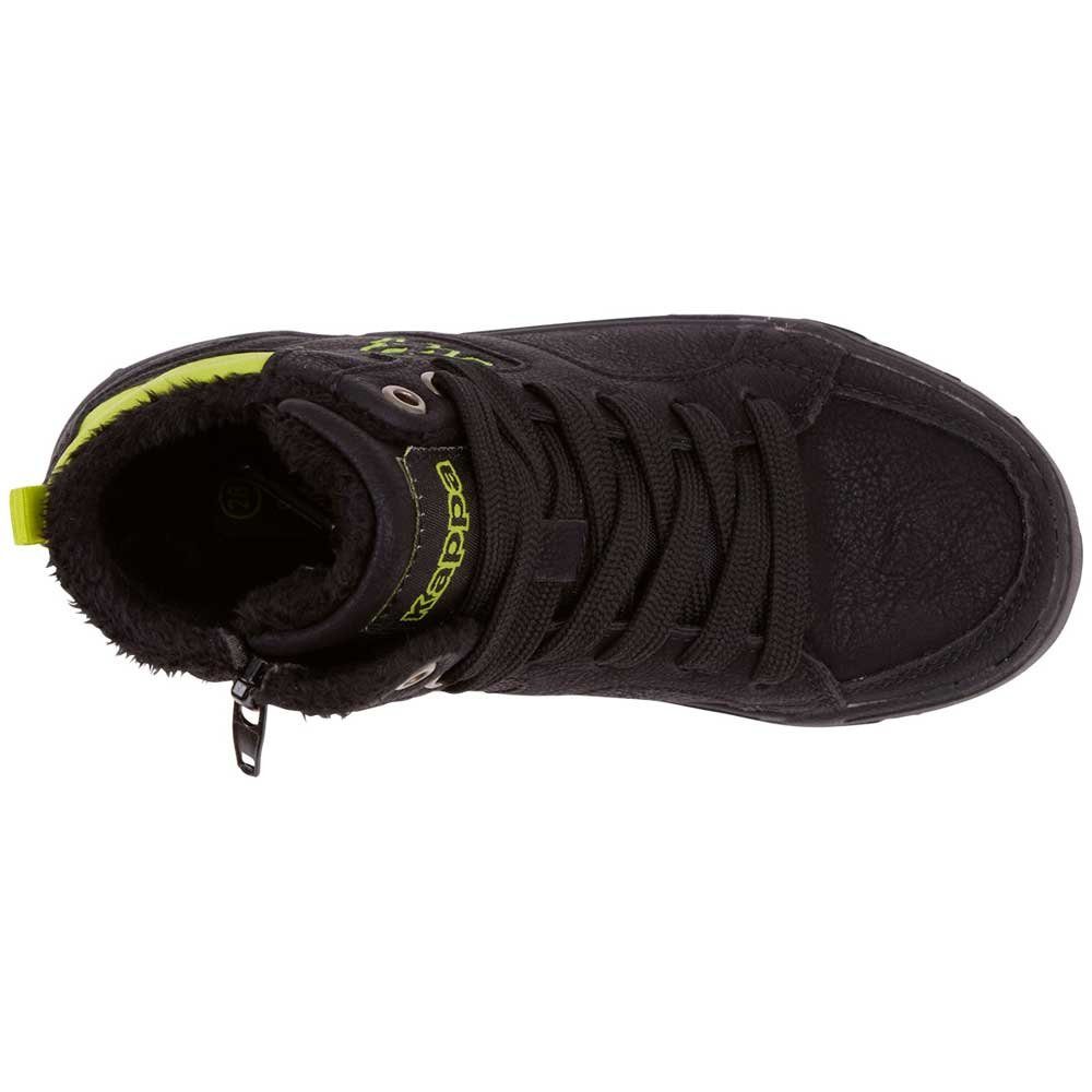 Kappa Sneaker der black-lime an Innenseite Reißverschluss mit praktischem