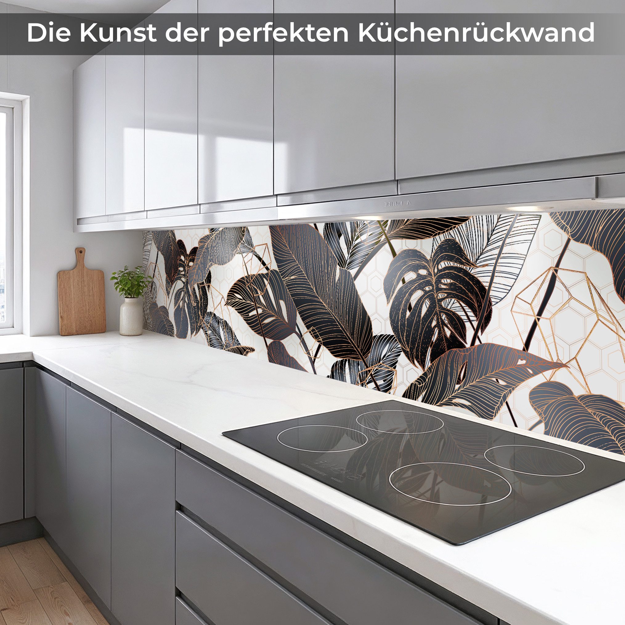 Rodnik Küchenrückwand Fensterblatt Monstera, monolithische ABS-Platte mit Direktdruck, formstabil und langlebig