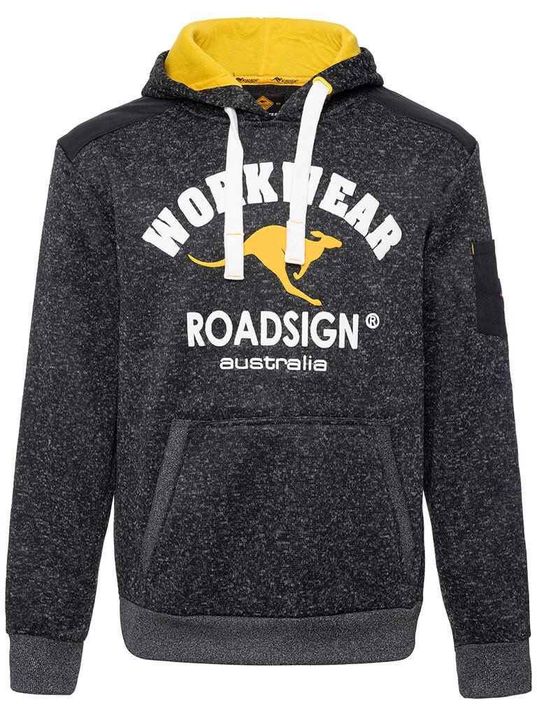 ROADSIGN australia Kapuzenpullover Herren Strickfleecehoody mit Frontprint - Pullover mit Kängurutaschen