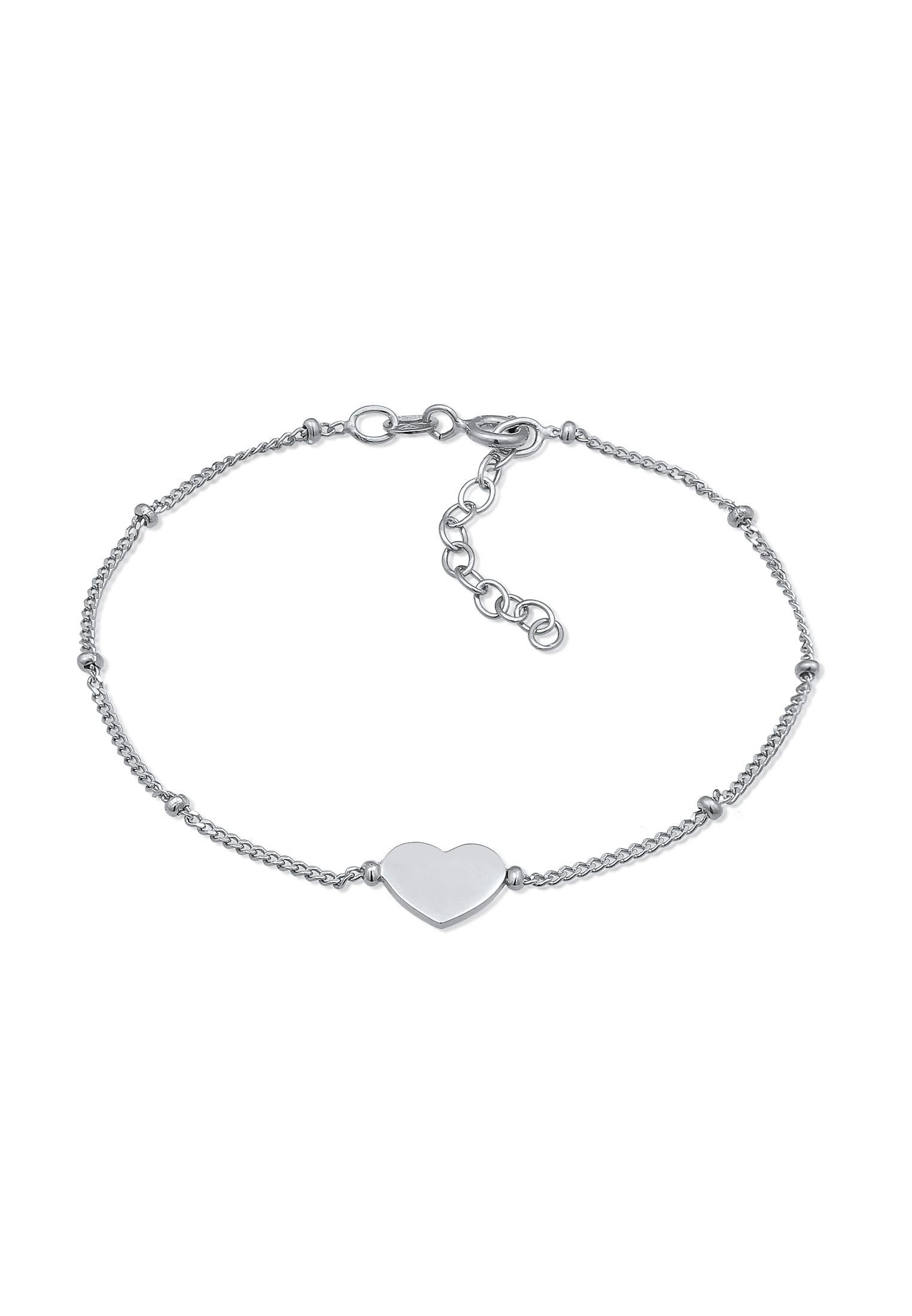 Elli Armband Herzchen Kugelkette Liebe Romantik 925 Silber, Herz