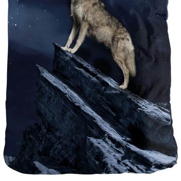 Bettwäsche Wolf Vollmond, ESPiCO, Renforcé, 2 teilig, Raubtier, Sterne, Mond